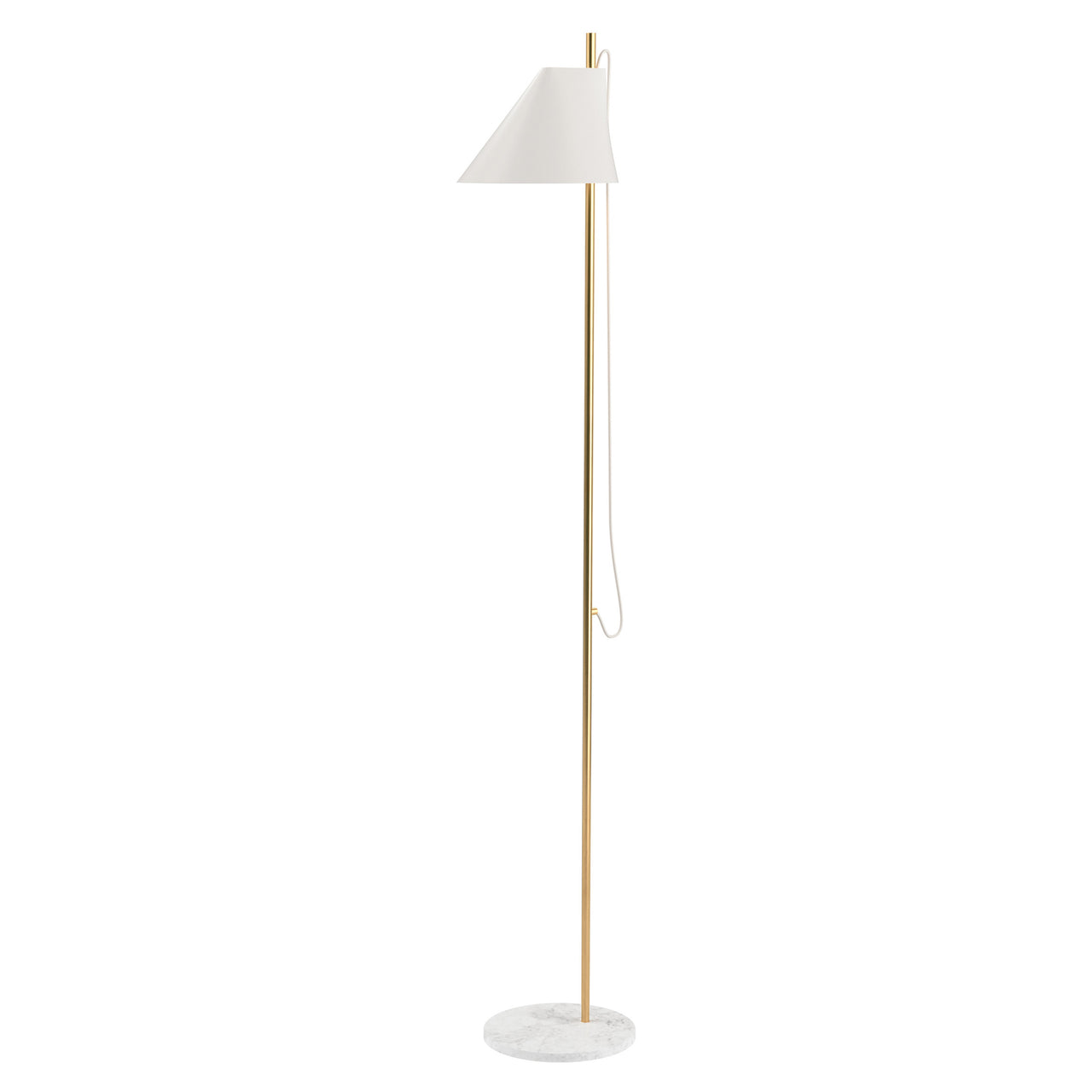 Yuh Floor Lamp: White + Brass + White Marble