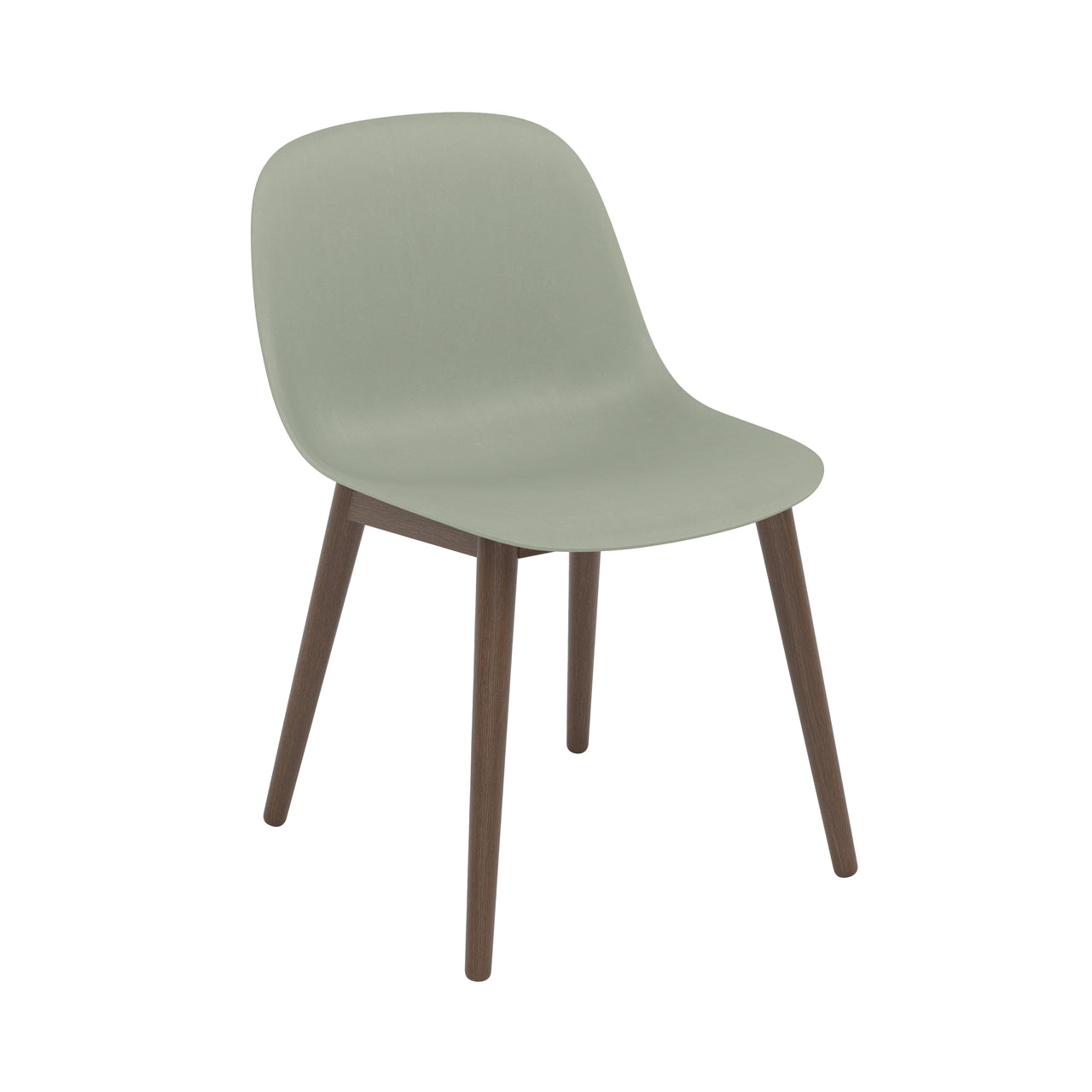 Fiber Side Chair: Wood Base + Recycled Shell + Stained Dark Brown + Dusty Green