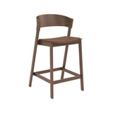 Cover Counter Stool: Upholstered + Stained Dark Brown + Without Footrest