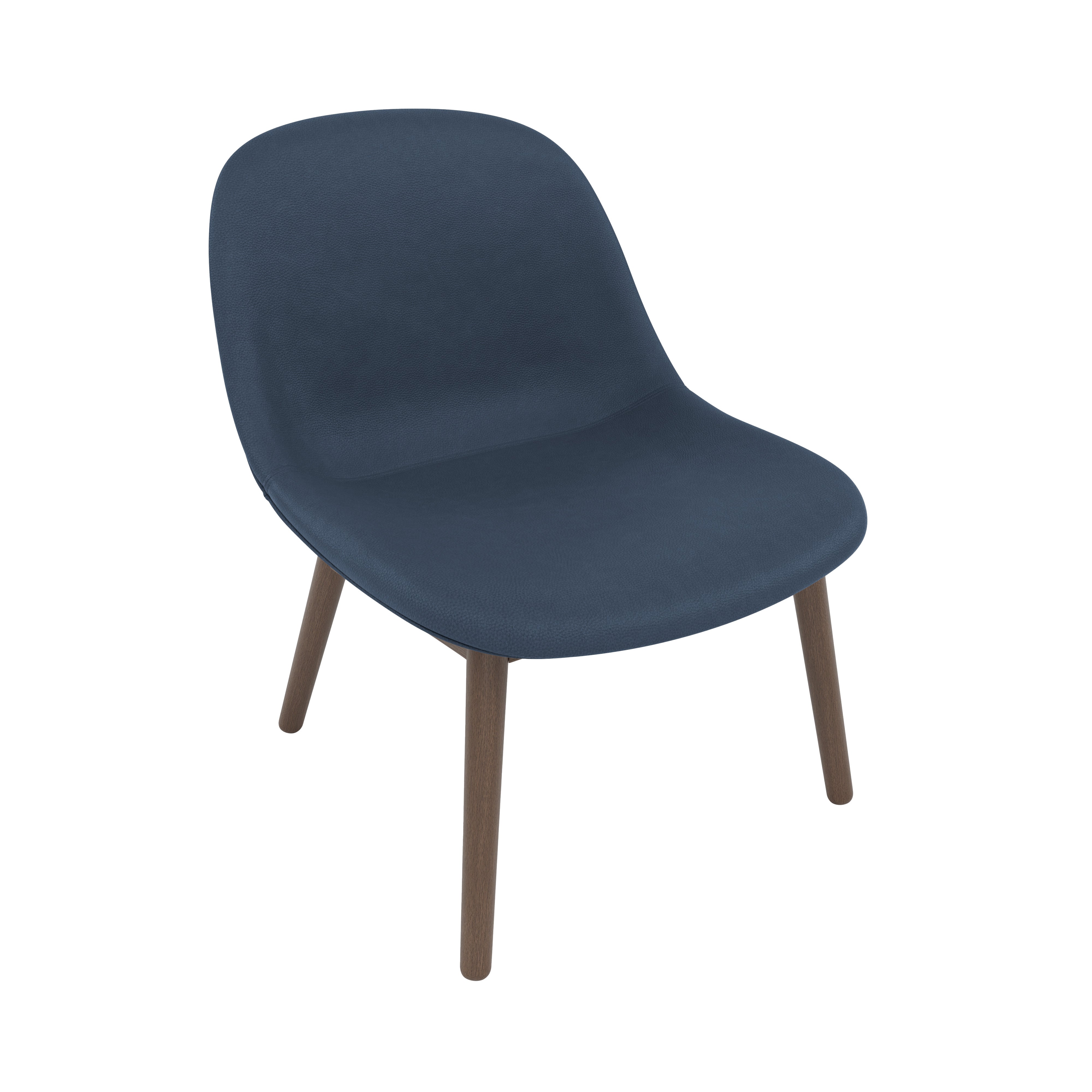 Fiber Lounge Chair: Wood Base + Upholstered + Stained Dark Brown