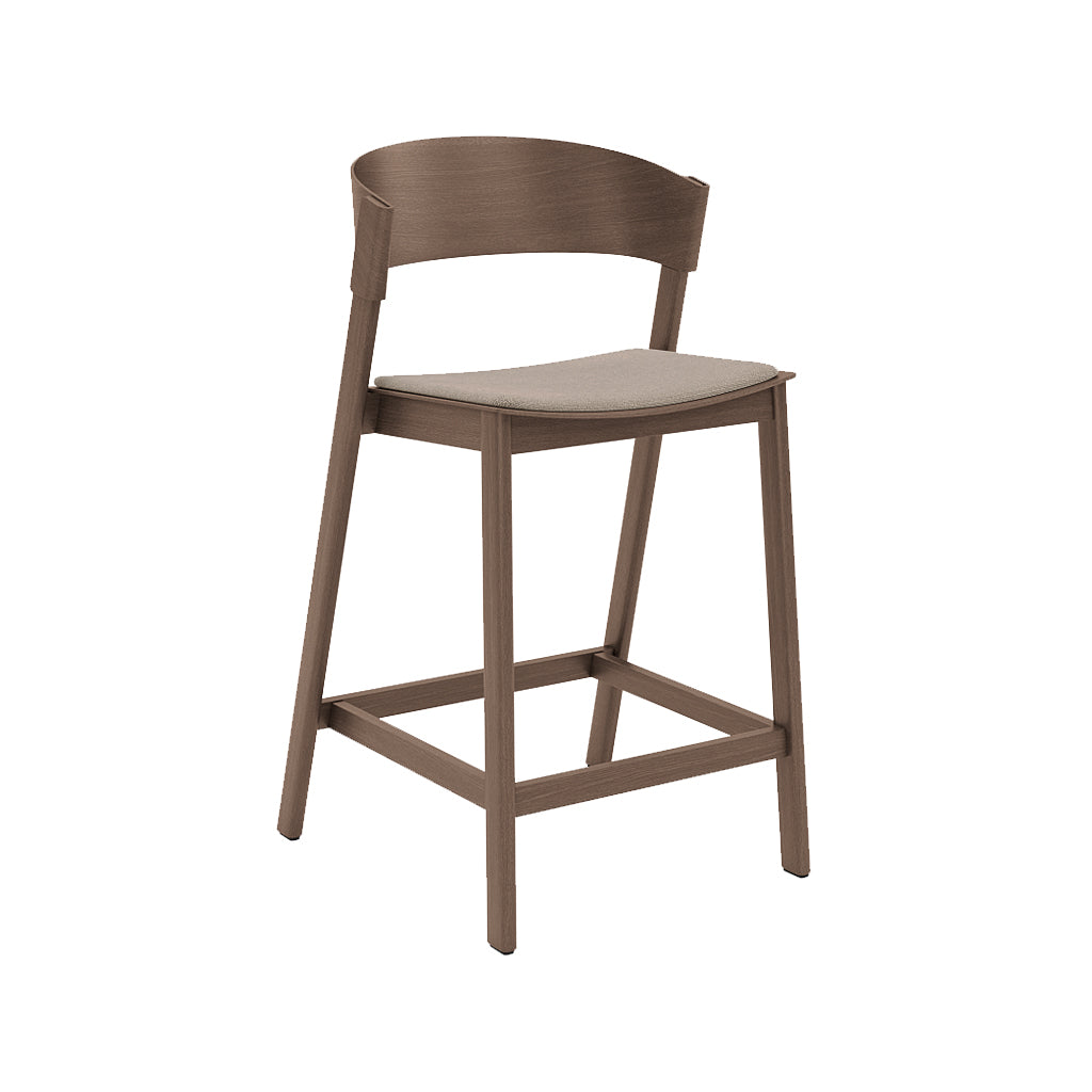 Cover Counter Stool: Upholstered + Stained Dark Brown + Without Foot Protect