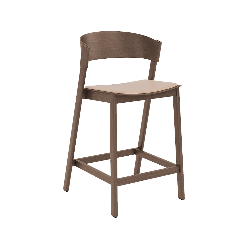 Cover Counter Stool: Upholstered + Stained Dark Brown + Without Foot Protect