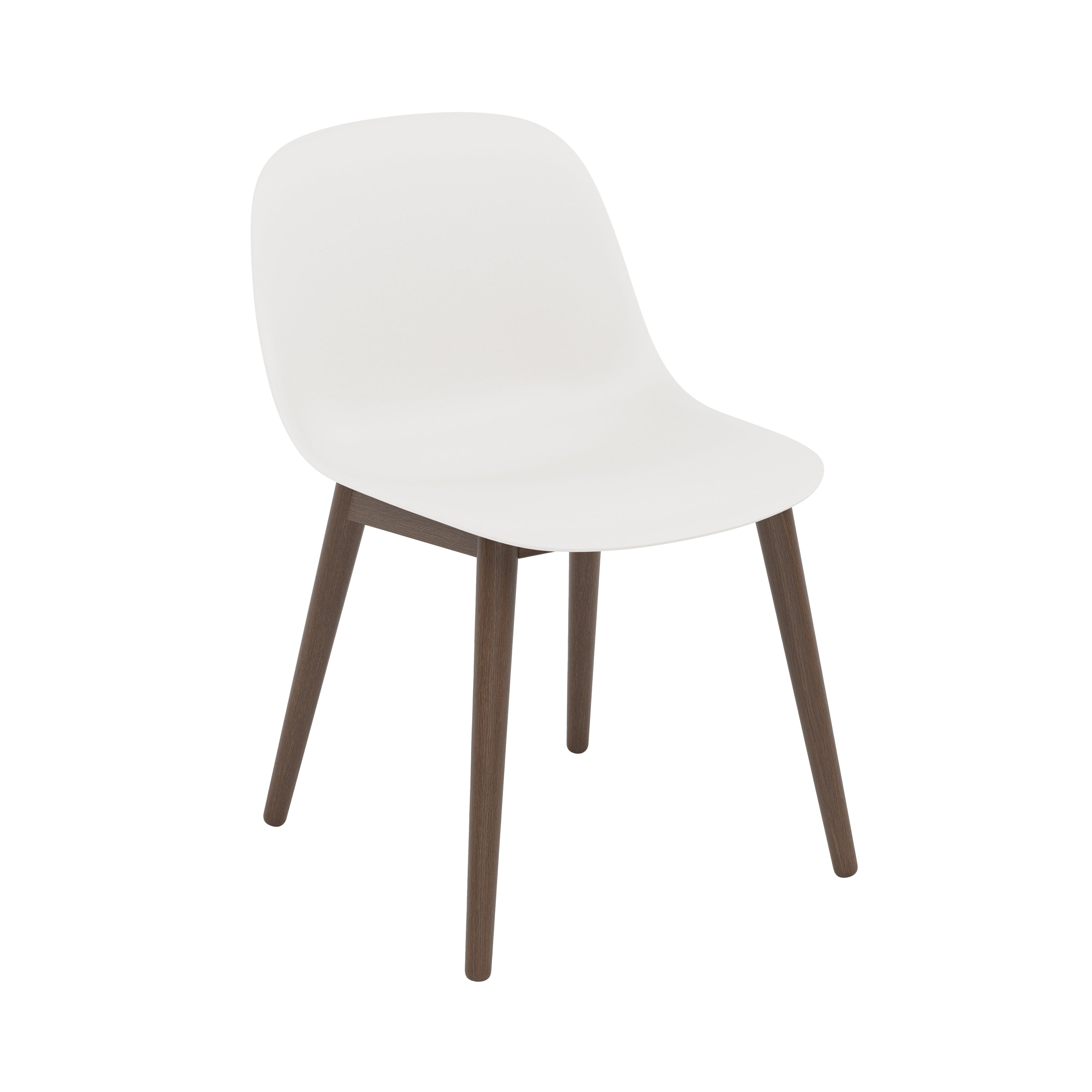 Fiber Side Chair: Wood Base + Recycled Shell + Stained Dark Brown + Natural White