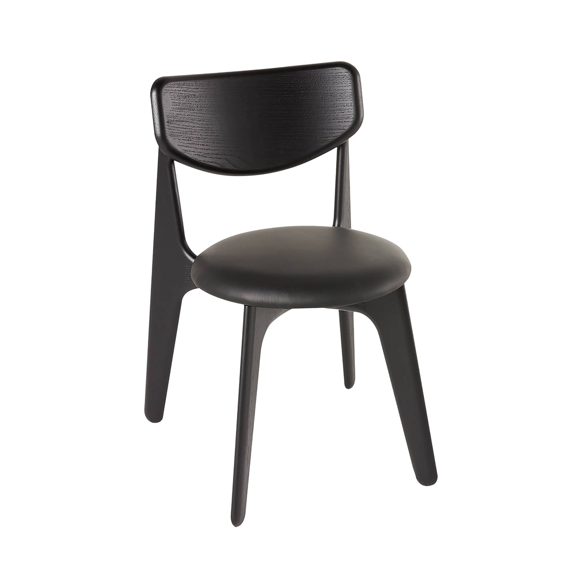 Slab Dining Chair: Upholstered + Stacking + Black Oak