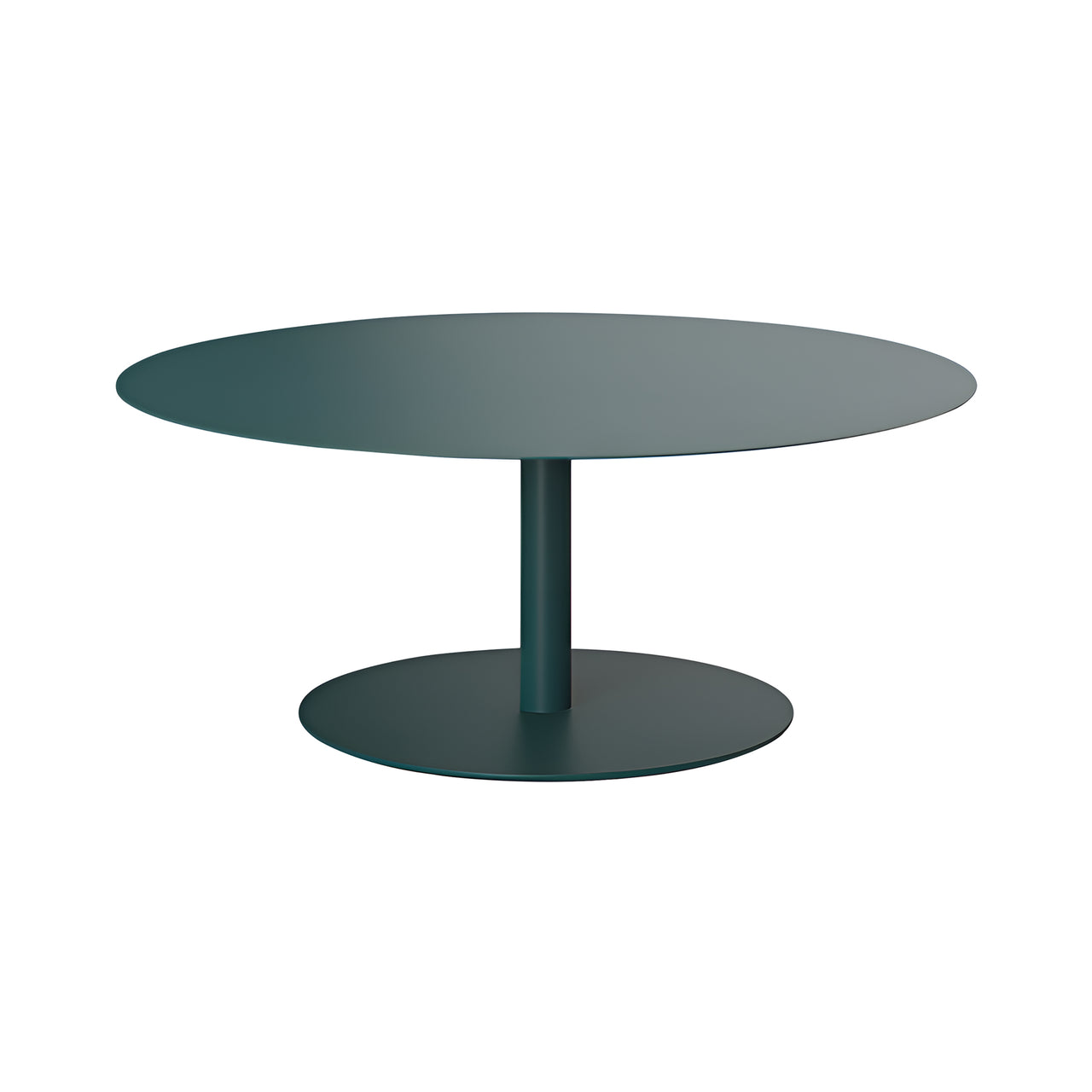 Odette Round Coffee Table: Extra Large + Low + Blue Green Metal