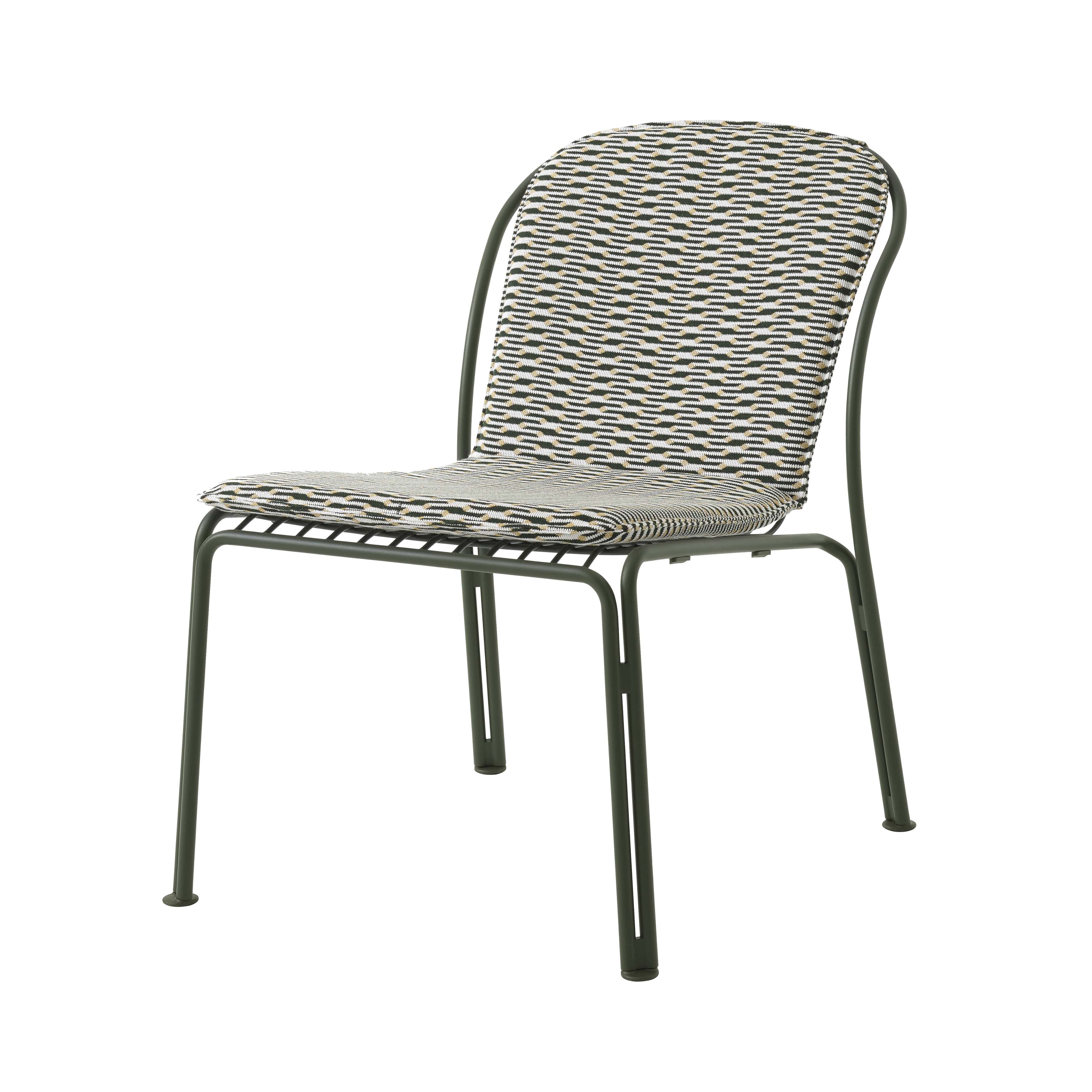 Thorvald SC100 Lounge Chair with Cushion : Outdoor + Bronze Green + Marquetry Bora Cushion