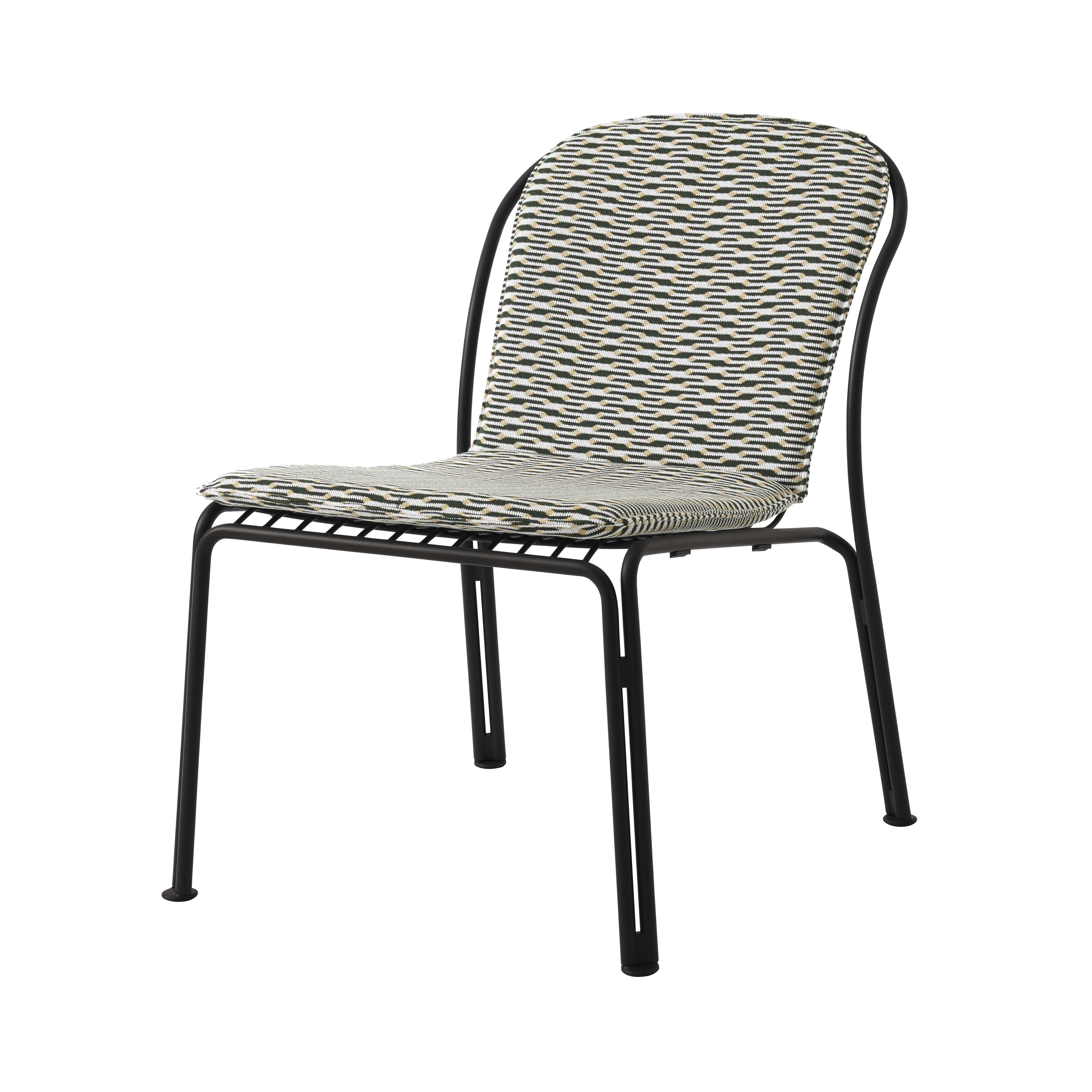 Thorvald SC100 Lounge Chair with Cushion: Outdoor + Warm Black + With Marquetry Bora Cushion