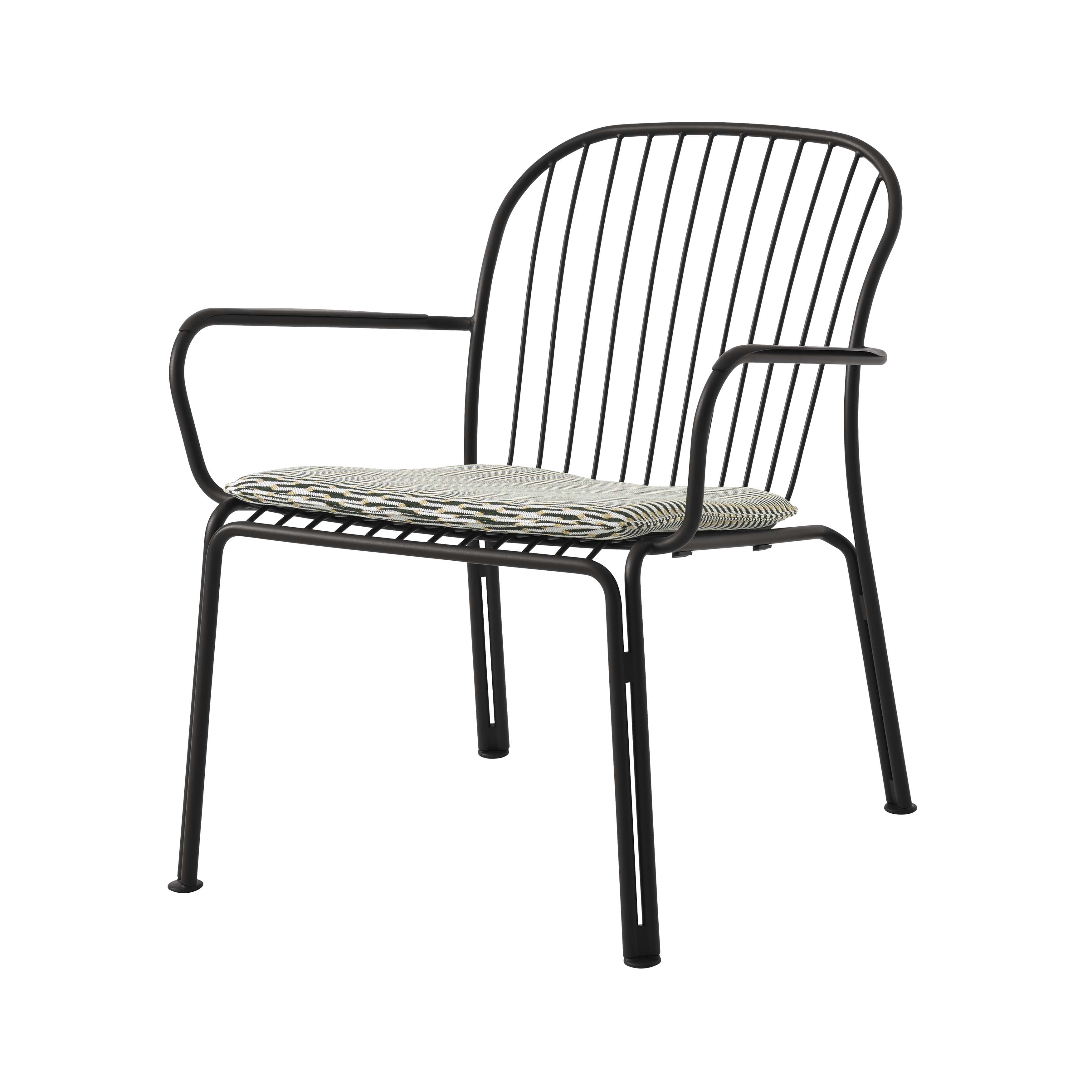 Thorvald SC101 Lounge Armchair with Seatpad: Outdoor + Warm Black + Marquetry Bora 