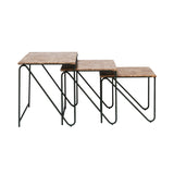 Triptych Nesting Tables: Set of 3 + Monaco Brown Limestone + Cedar Green