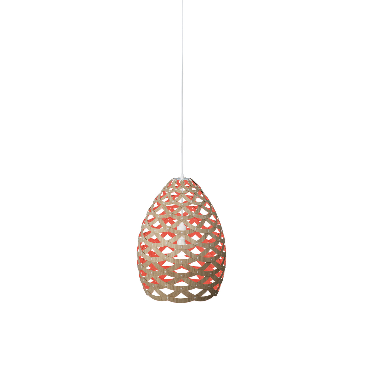 Tūī Pendant Light: Small + Bamboo + Red + White