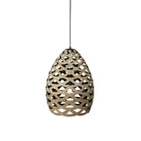 Tūī Pendant Light: Medium + Bamboo + Black + Black