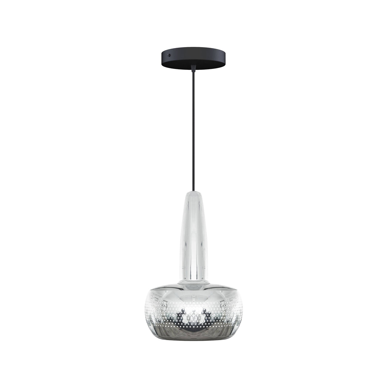 Clava Pendant: Polished Steel + Black + Canopy