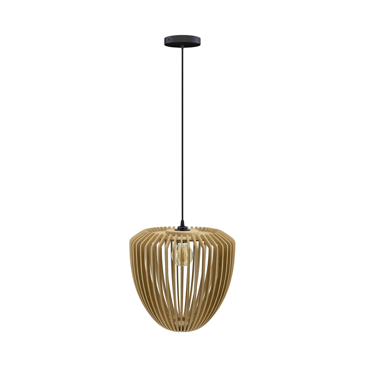 Clava Wood Pendant: Oak + Black + Canopy