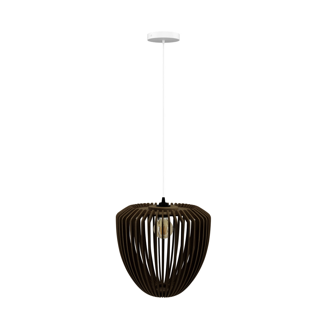 Clava Wood Pendant: Dark Oak + White + Canopy 