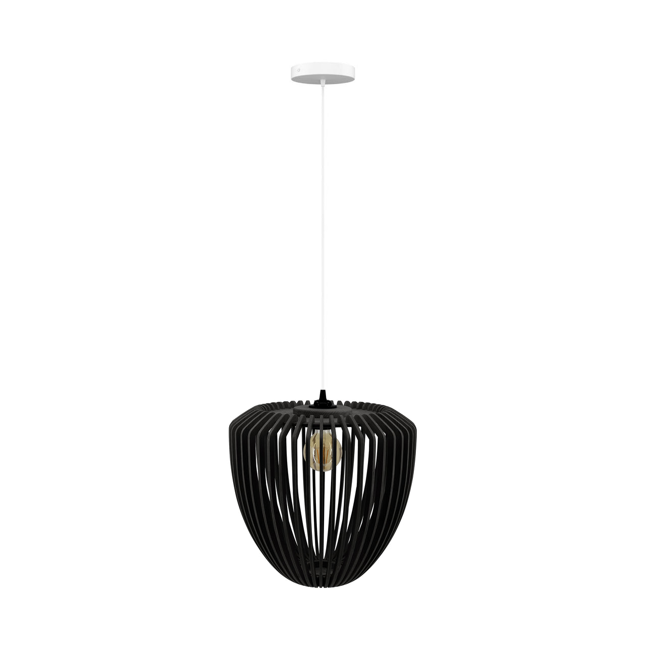 Clava Wood Pendant: Black Oak + White +  Canopy