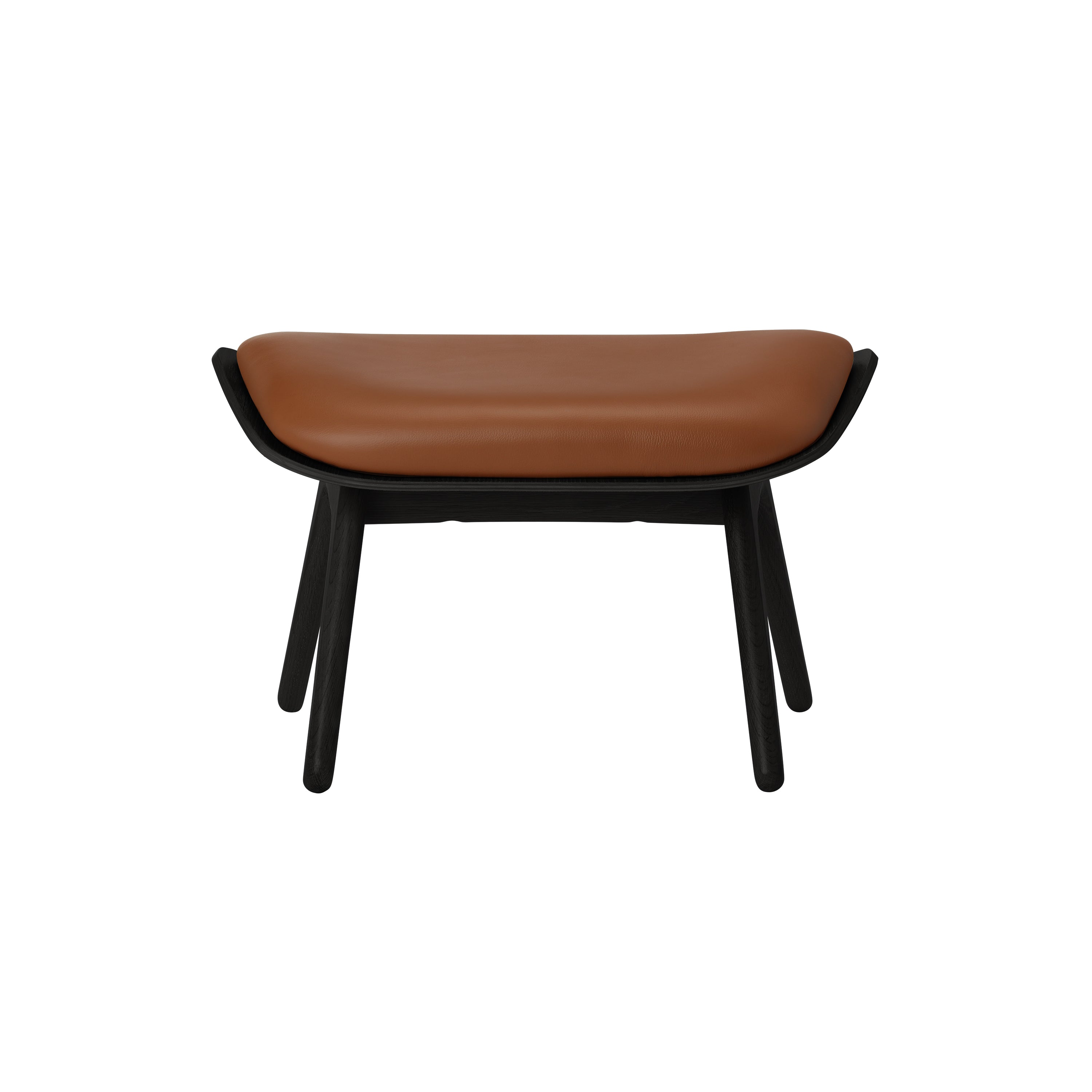 The Reader Ottoman: Black Oak + Cognac Leather