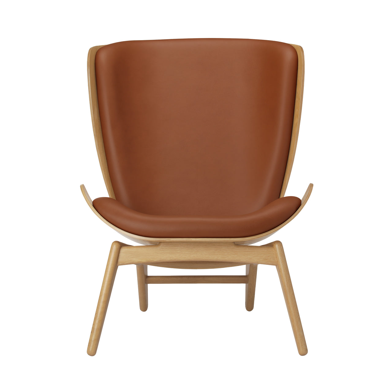 The Reader Wing chair: Oak + Cognac Leather