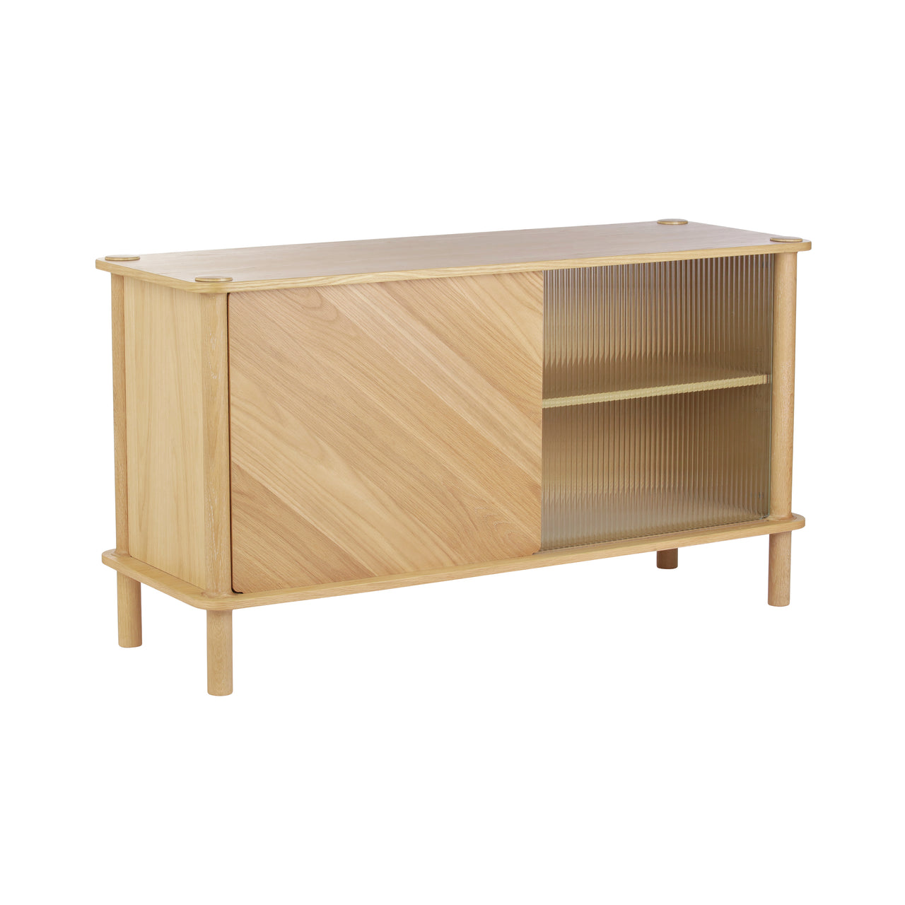 Italic Sideboard: Glass +Oak + 1 Oak + 1 Glass Door