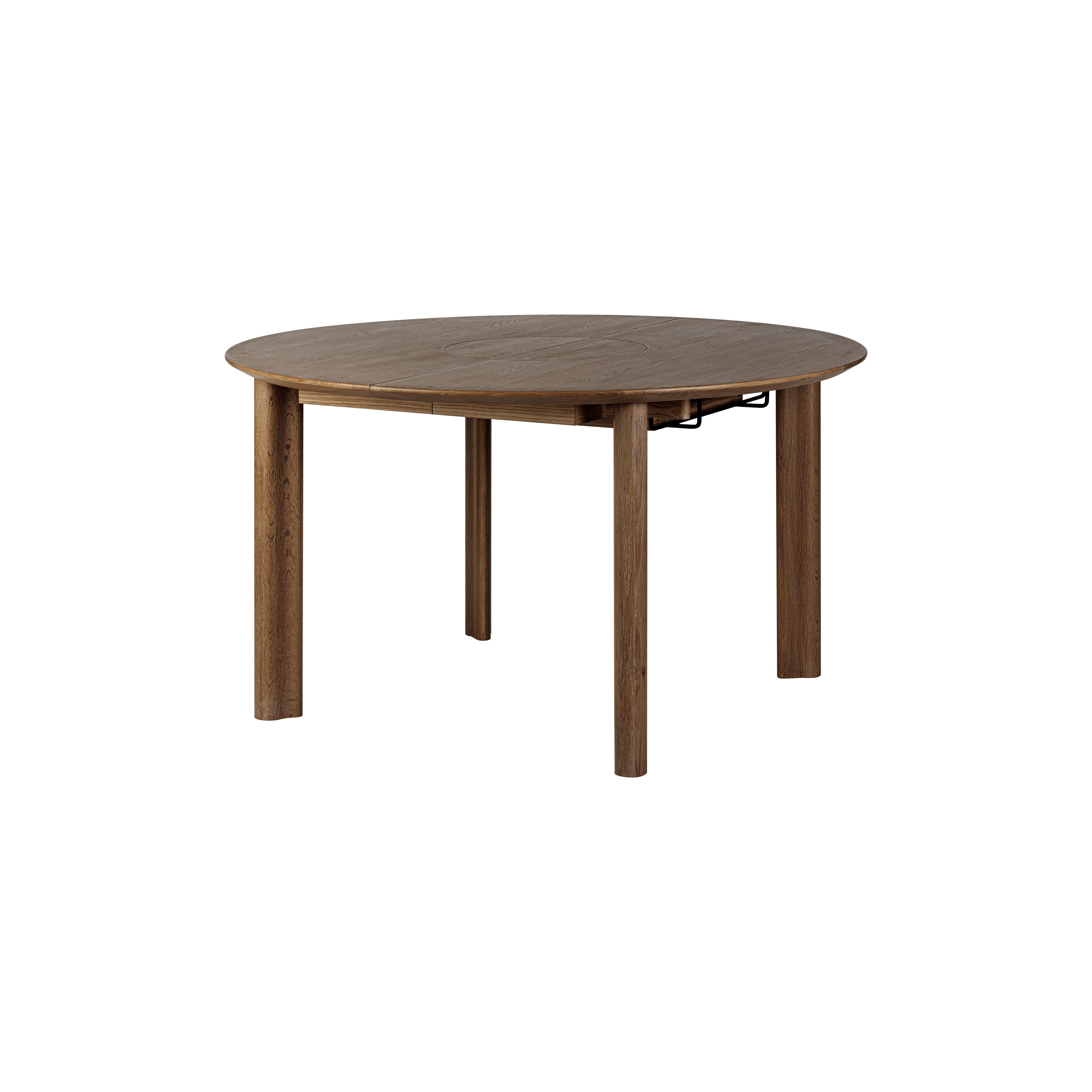 Comfort Circle Dining Table with Extension: Smooth + Dark Oak