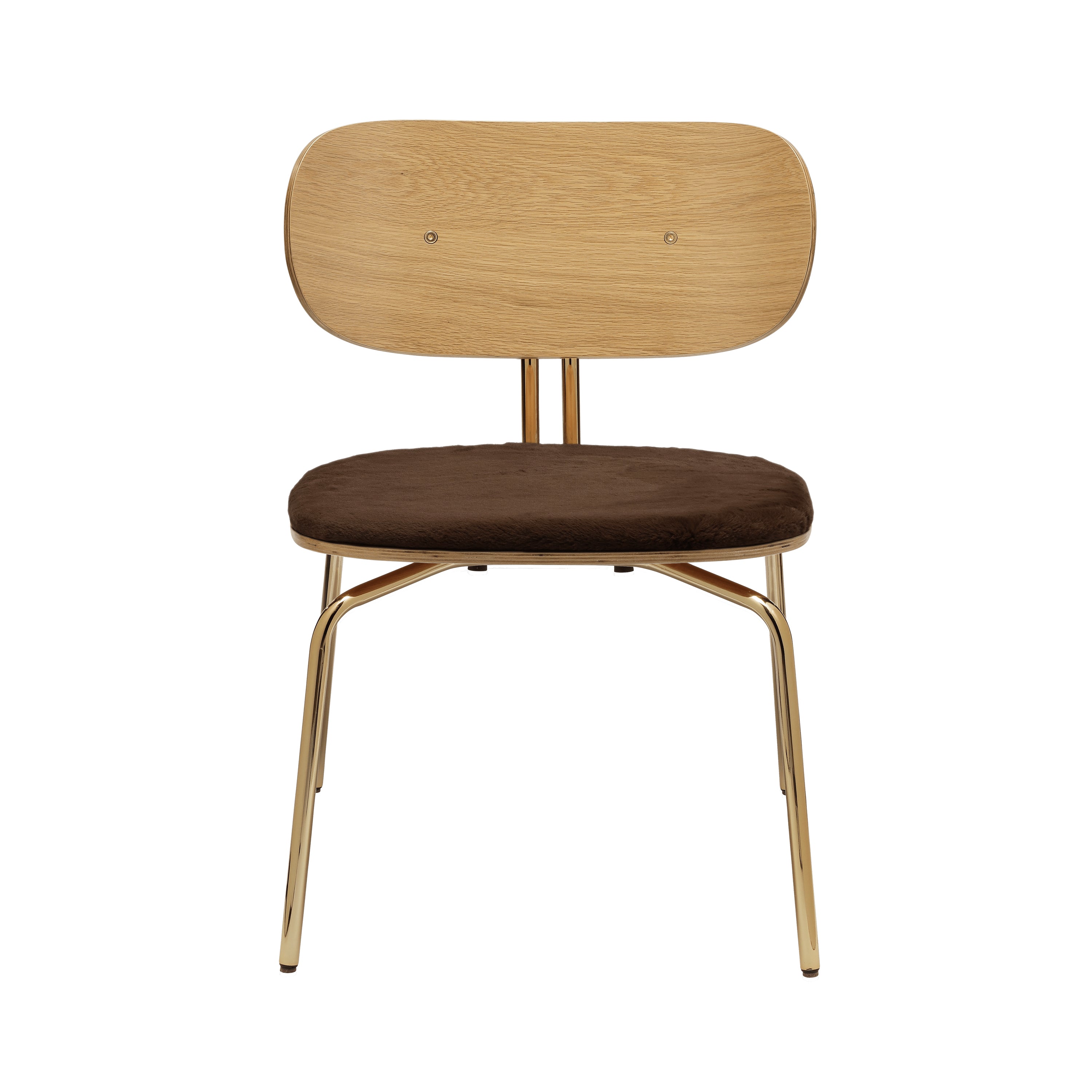 Curious Lounge Chair: Brass + 
With Teddy Brown Cushion