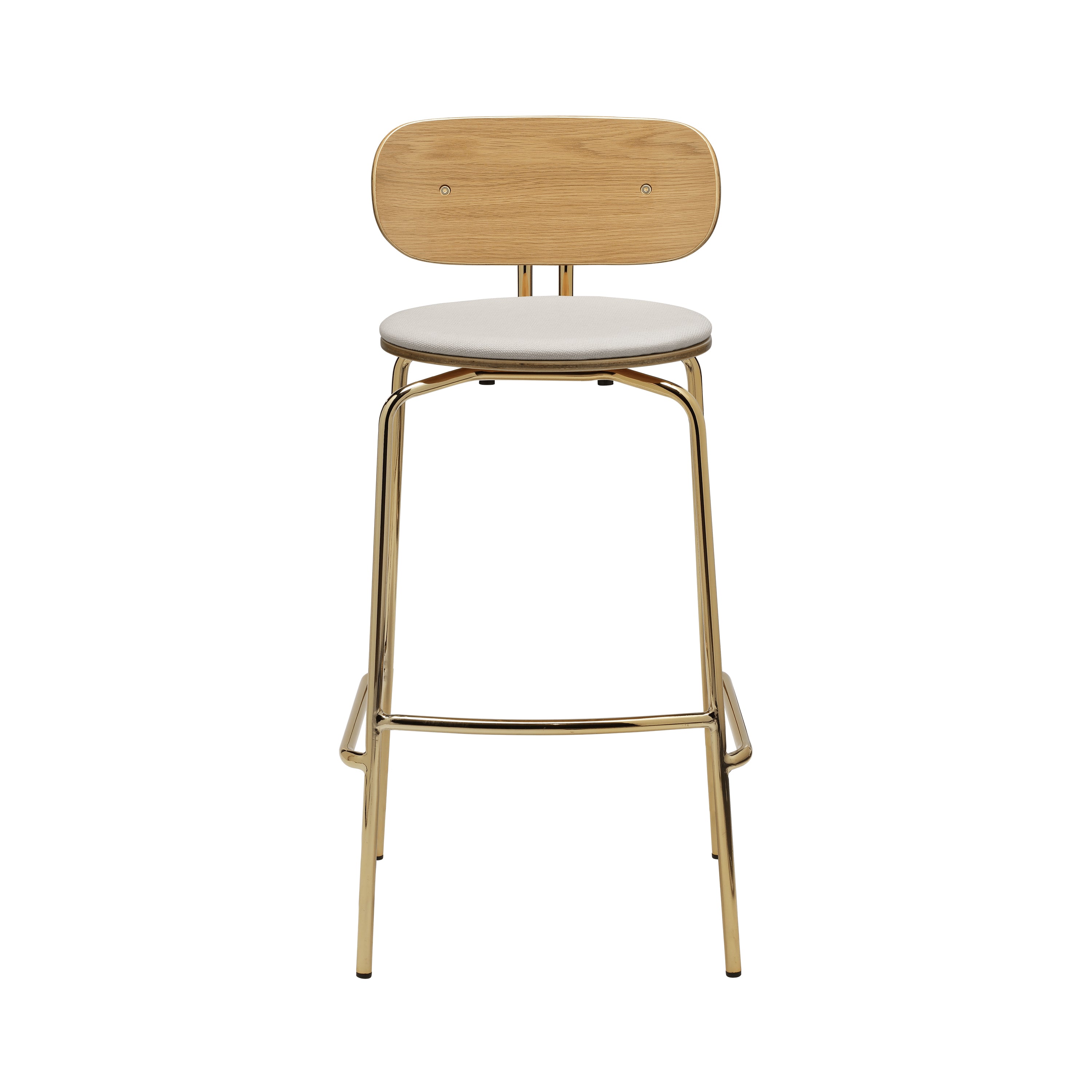 Curious Bar + Counter Stool: Bar + Brass + With White Sands Cushion