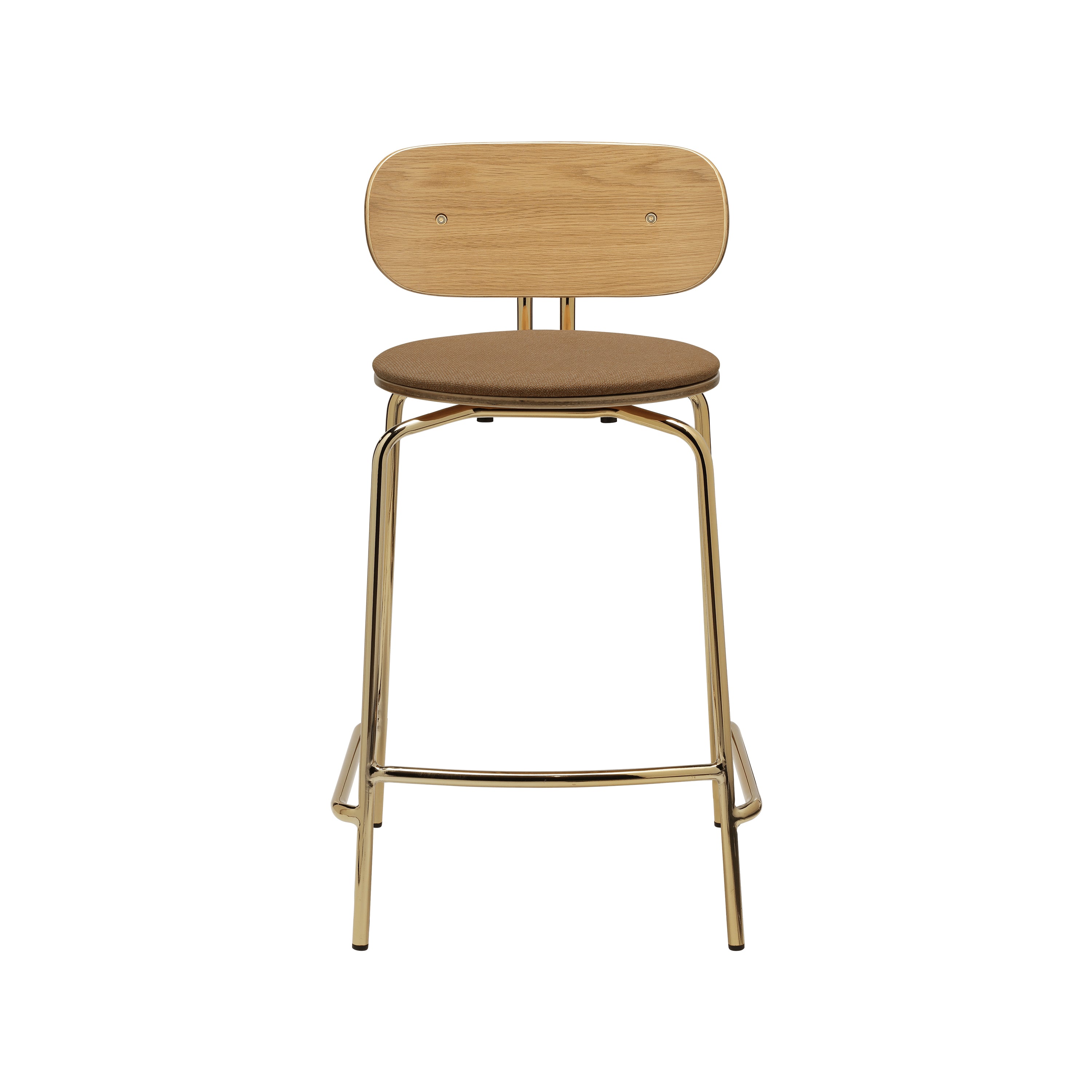 Curious Bar + Counter Stool: Counter + Brass + With Sugar Brown Cushion