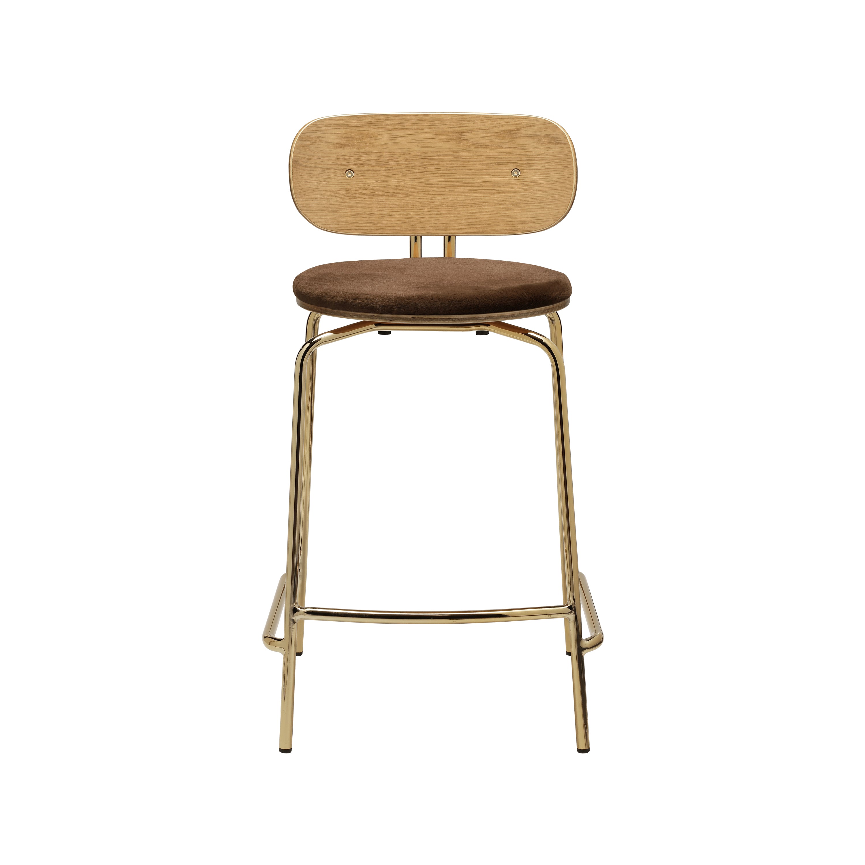 Curious Bar + Counter Stool: Counter + Brass + With Teddy Brown