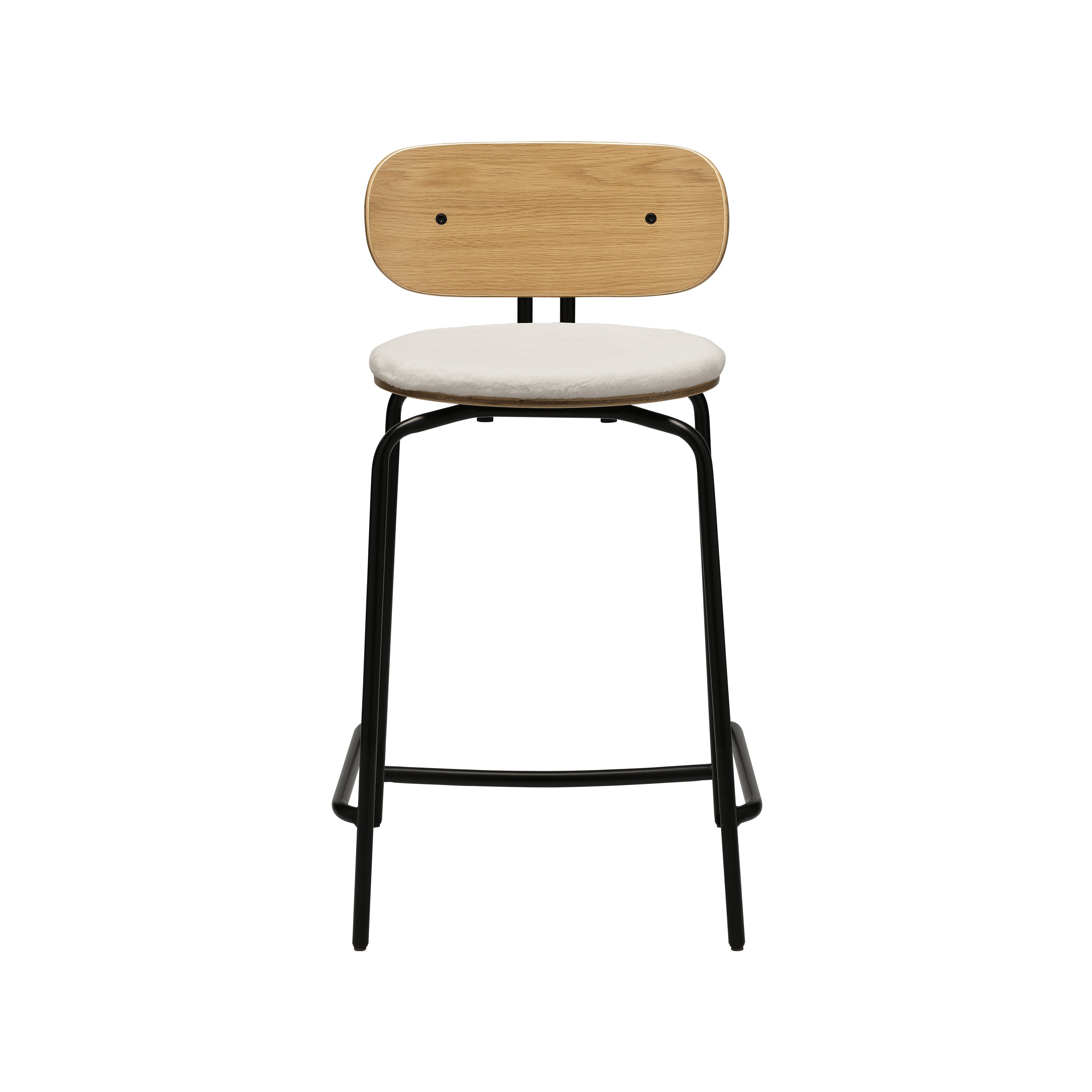 Curious Bar + Counter Stool: Counter + Black + With Teddy White