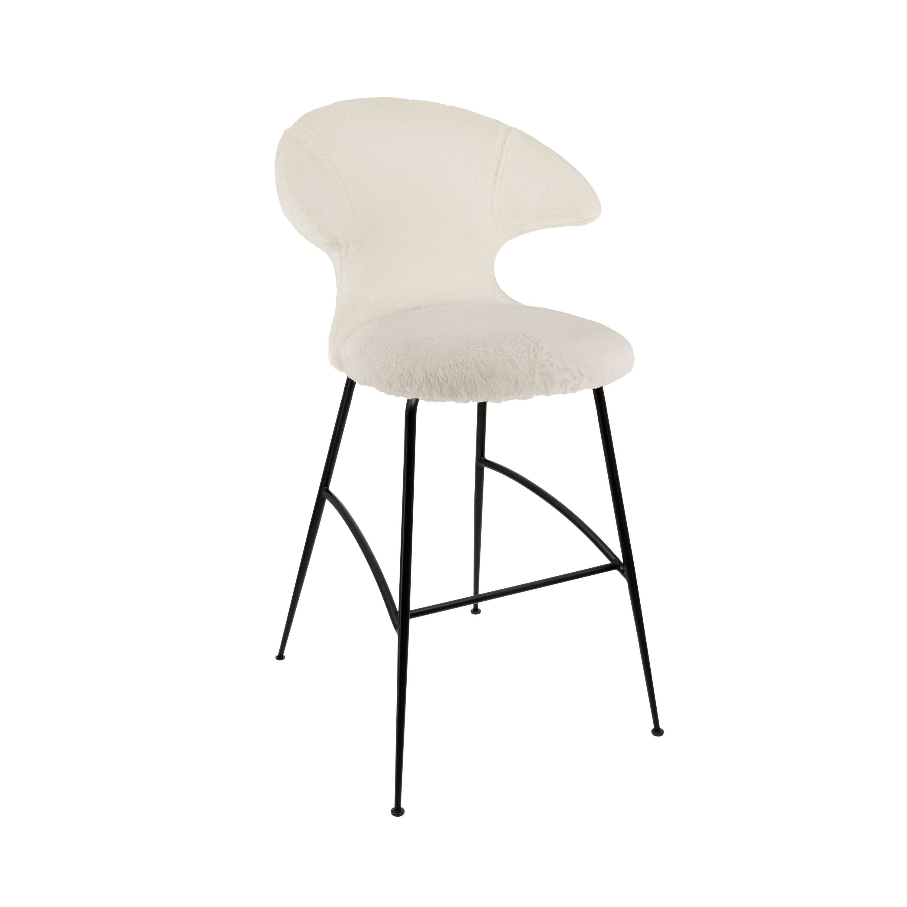 Time Flies Bar Stool: Black + Teddy White