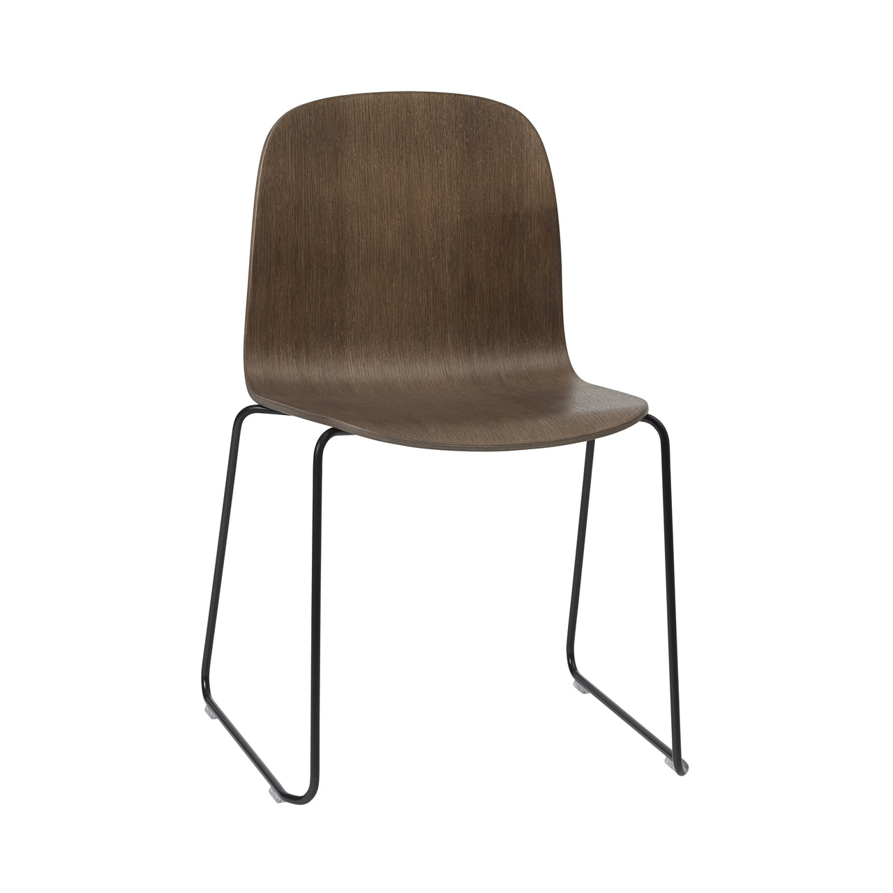 Visu Chair: Sled Base + Black + Stained Dark Brown