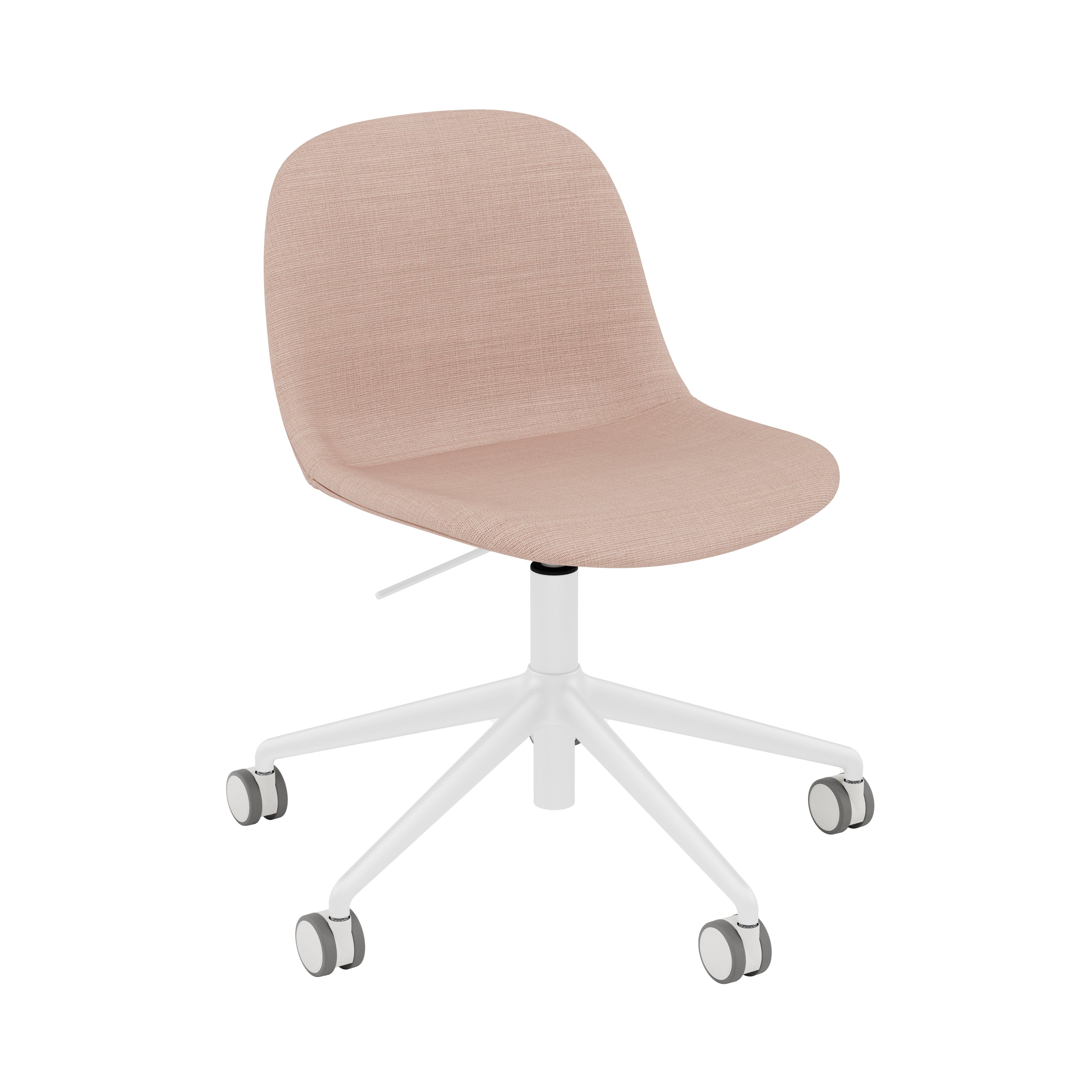 Fiber Side Chair: Swivel Base with Castors & Gaslift + Recycled Shell + Upholstered + White