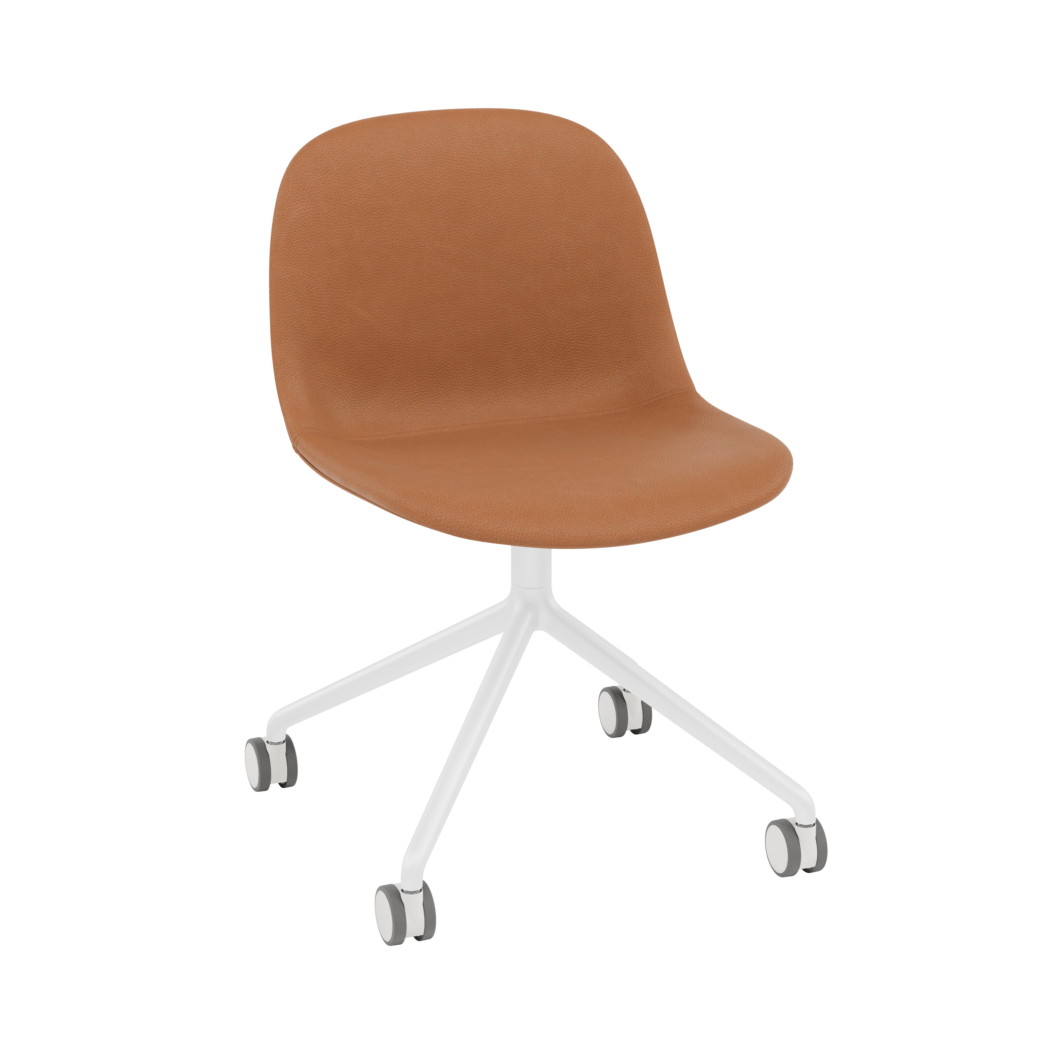 Fiber Side Chair: Swivel Base with Castors + Recycled Shell + Upholstered + White