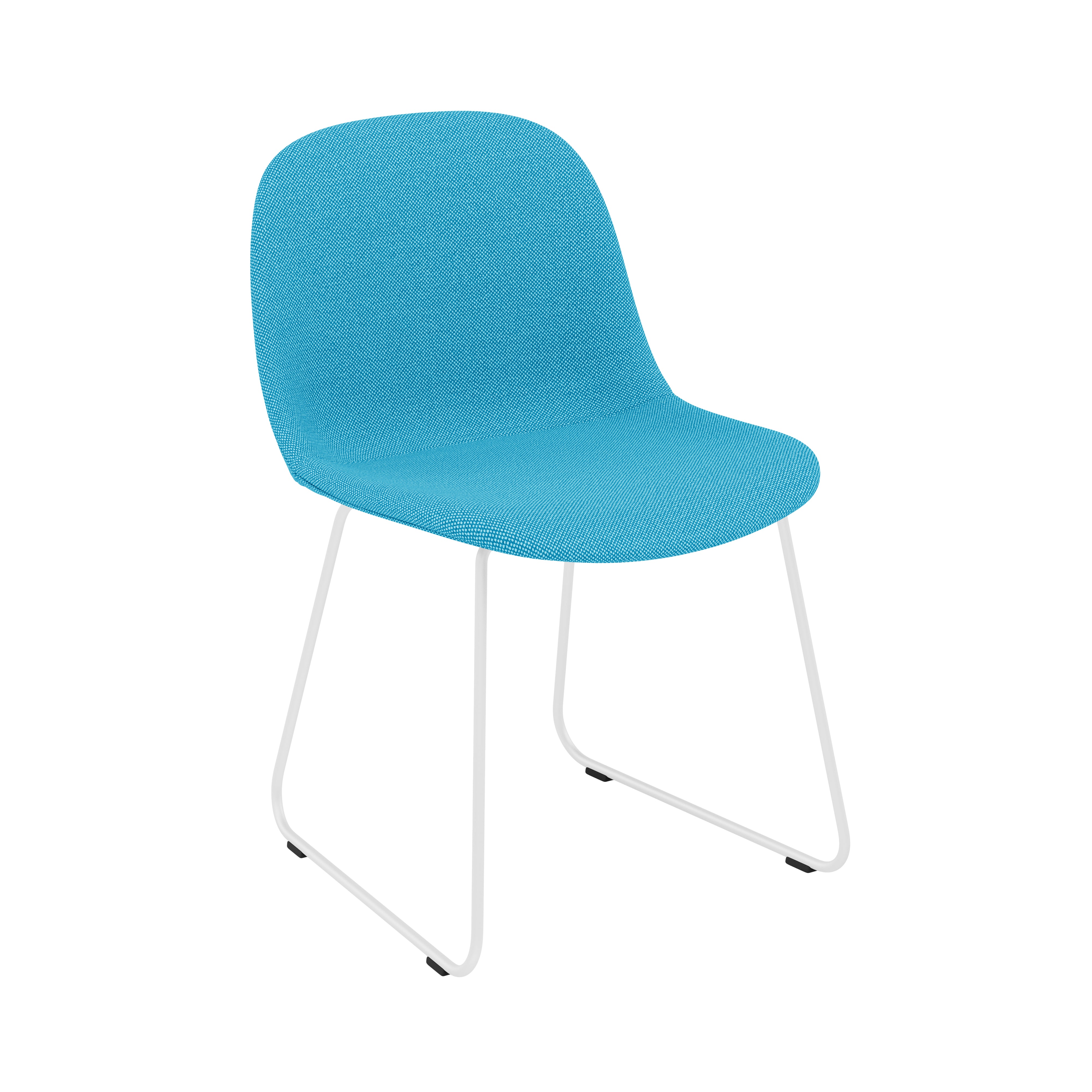 Fiber Side Chair Sled Base: Upholstered + Recycled Shell + White