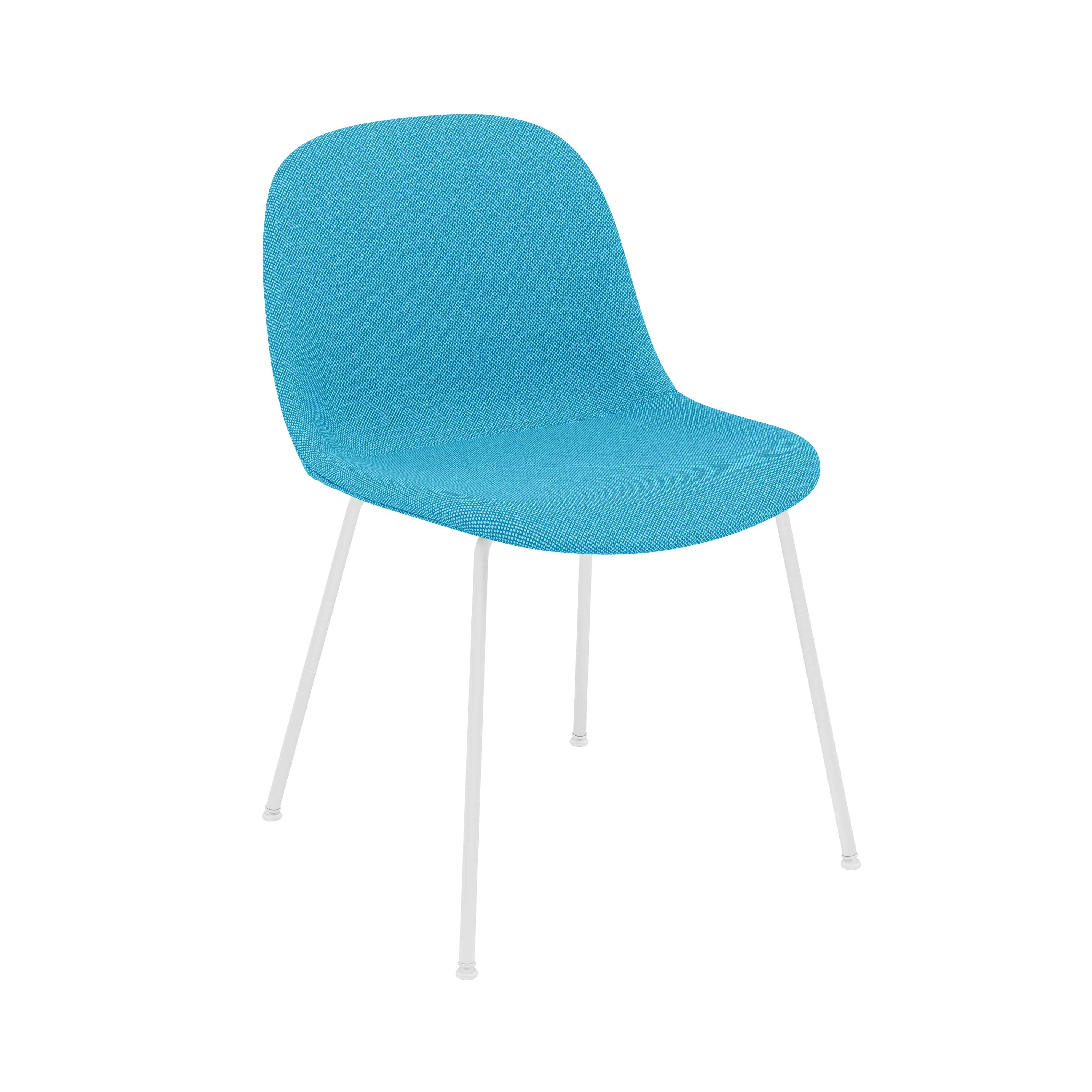 Fiber Side Chair: Tube Base + Recycled Shell + Upholstered + White