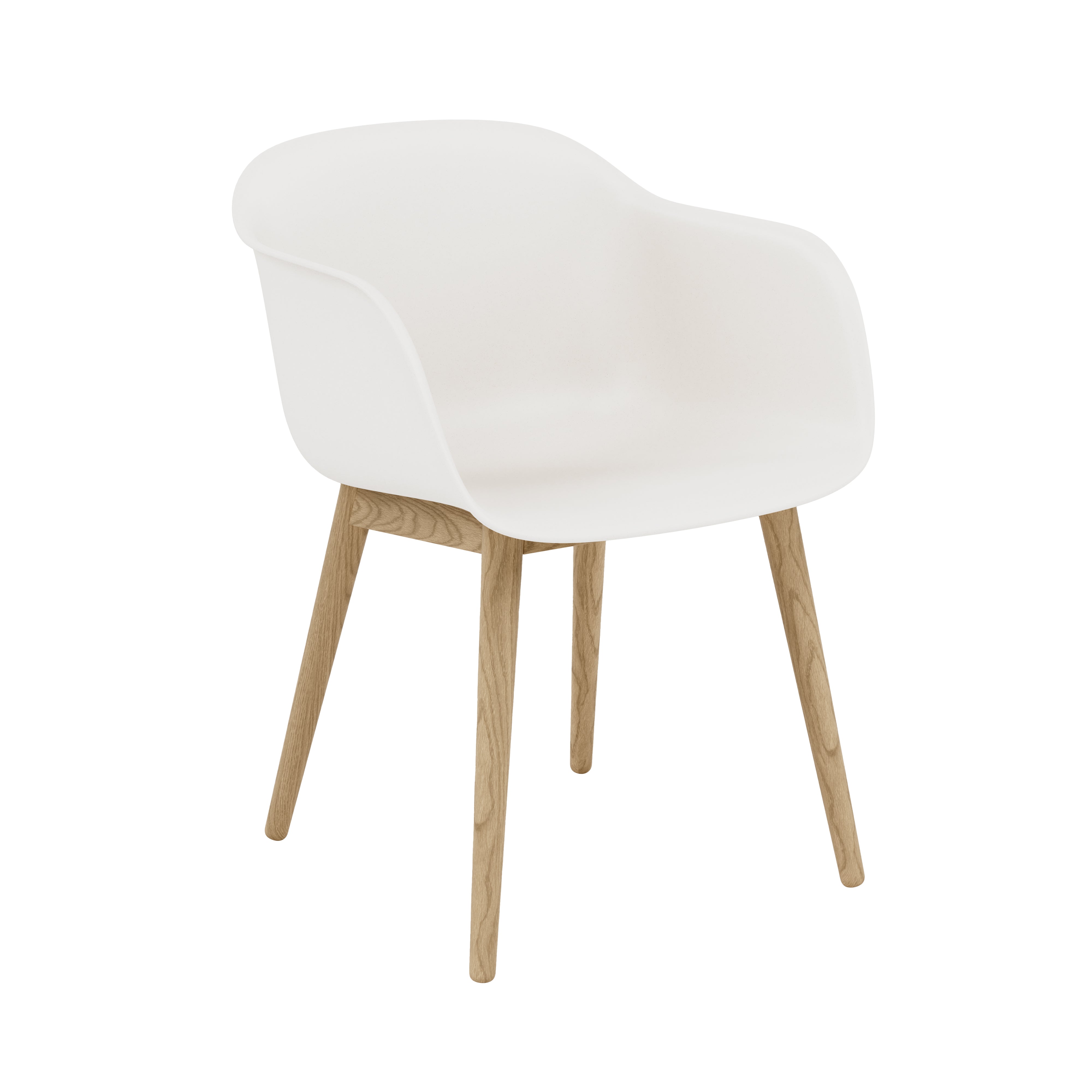 Fiber Armchair: Wood Base + Recycled Shell + Natural White + Oak