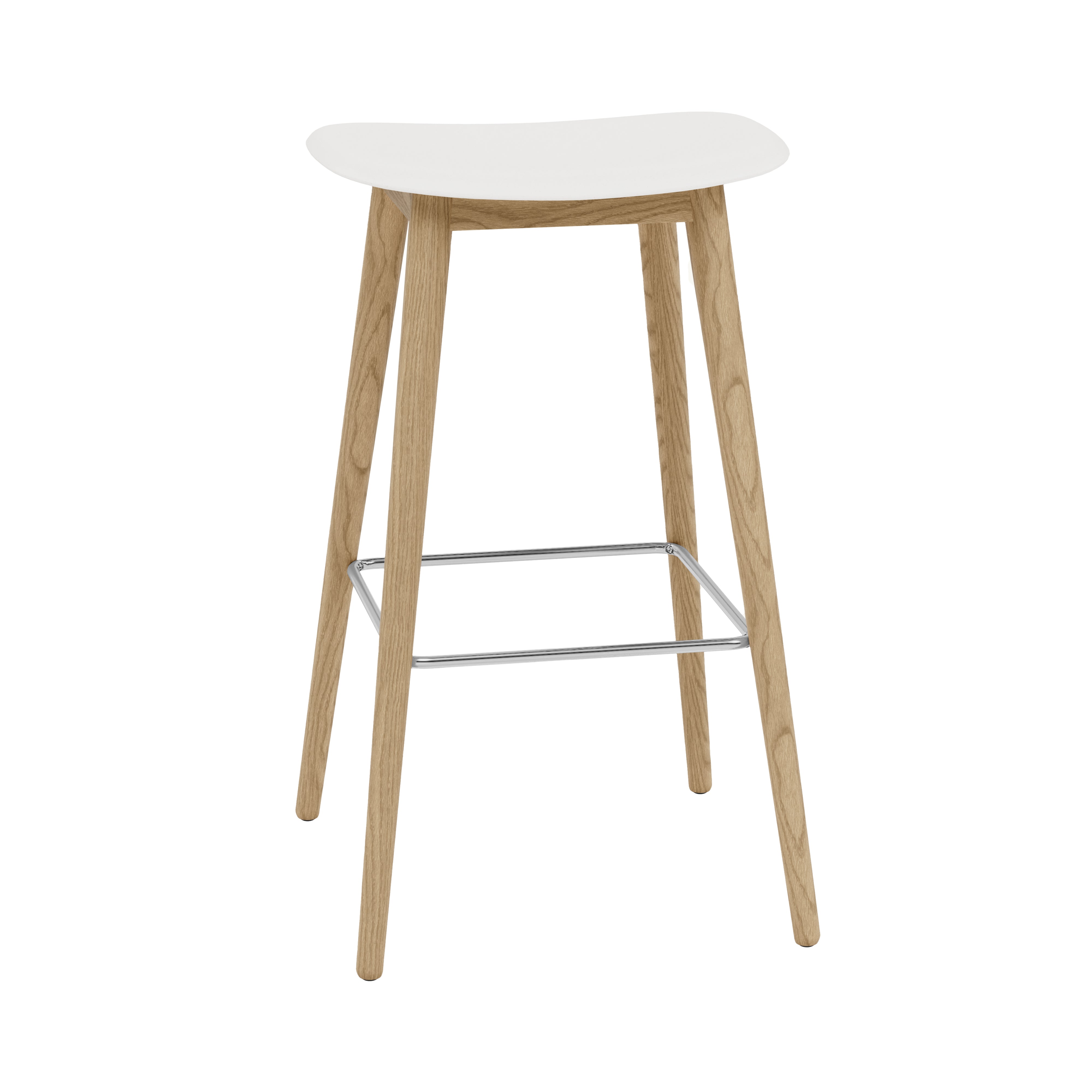 Fiber Bar + Counter Stool: Wood Base + Bar + Natural White + Oak