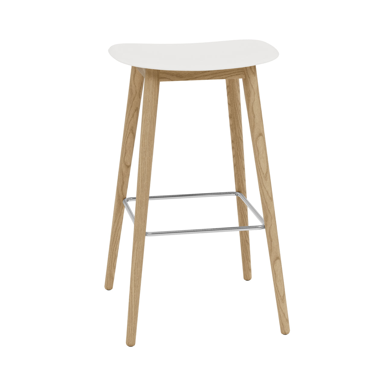 Fiber Bar + Counter Stool: Wood Base + Bar + Natural White + Oak