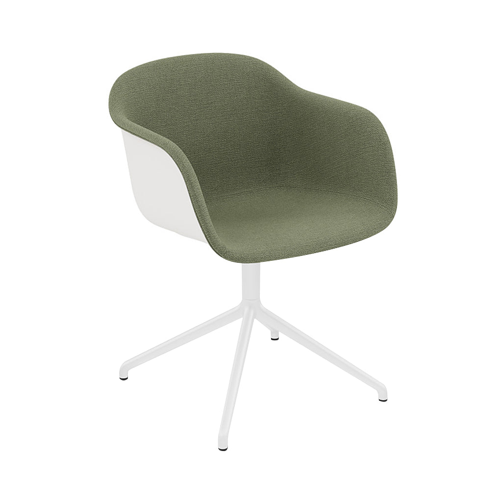 Fiber Armchair: Swivel Base + Front Upholstered + Recycled Shell