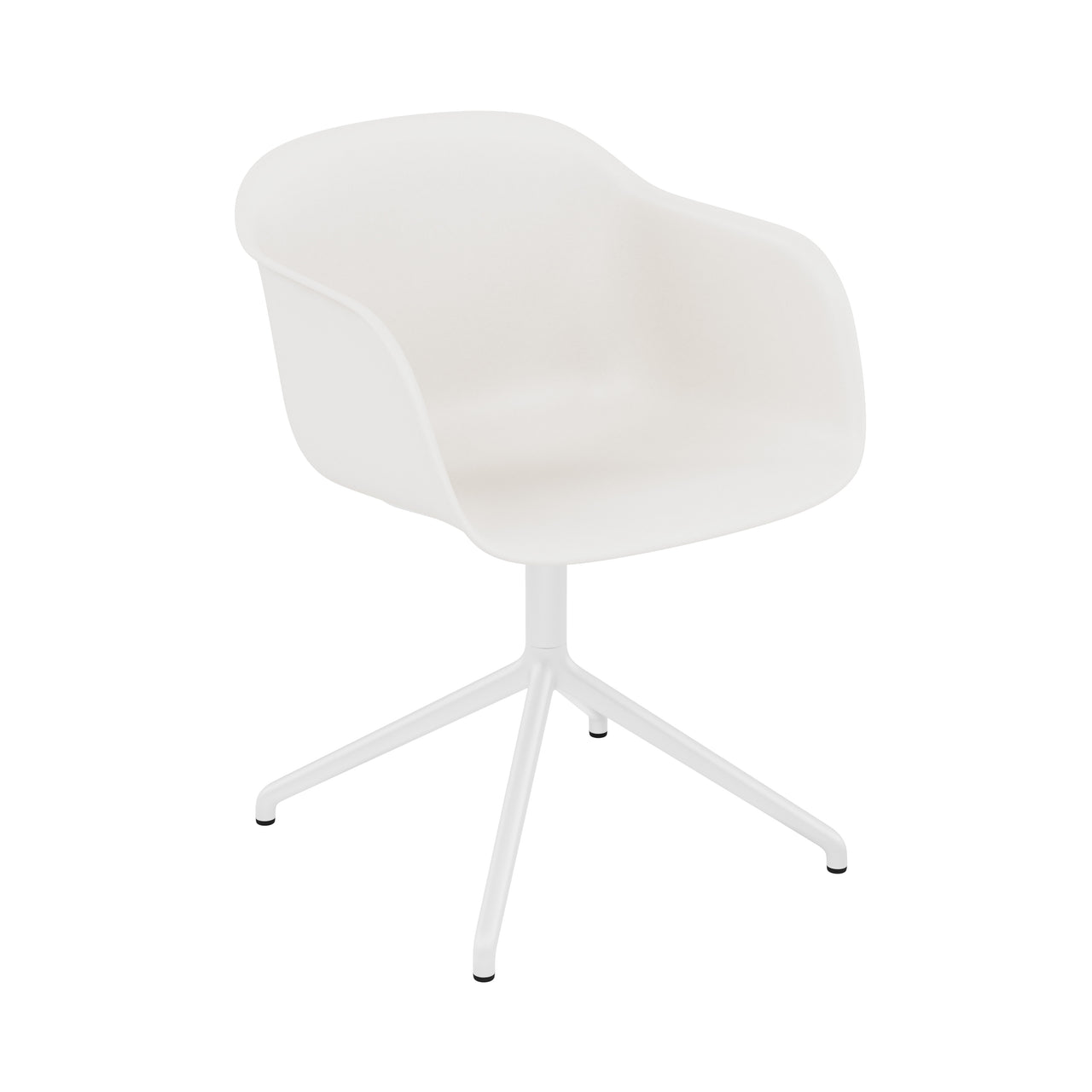 Fiber Armchair: Swivel Base with Return + Recycled Shell + White