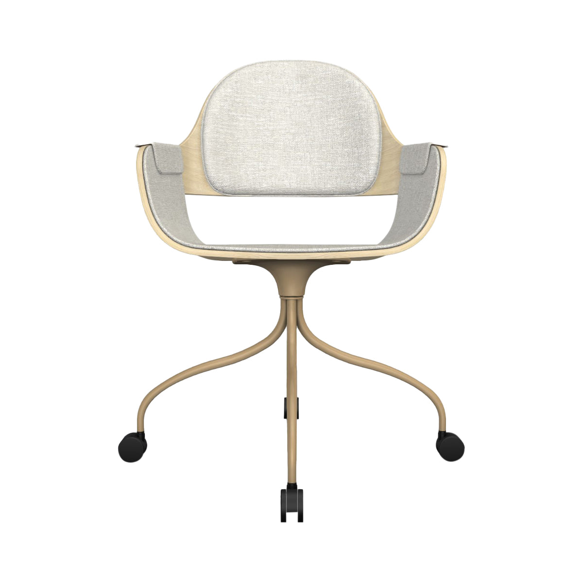 Showtime Nude Chair with Wheel: Interior Seat + Armrest + Backrest Cushion + Natural Ash + Beige