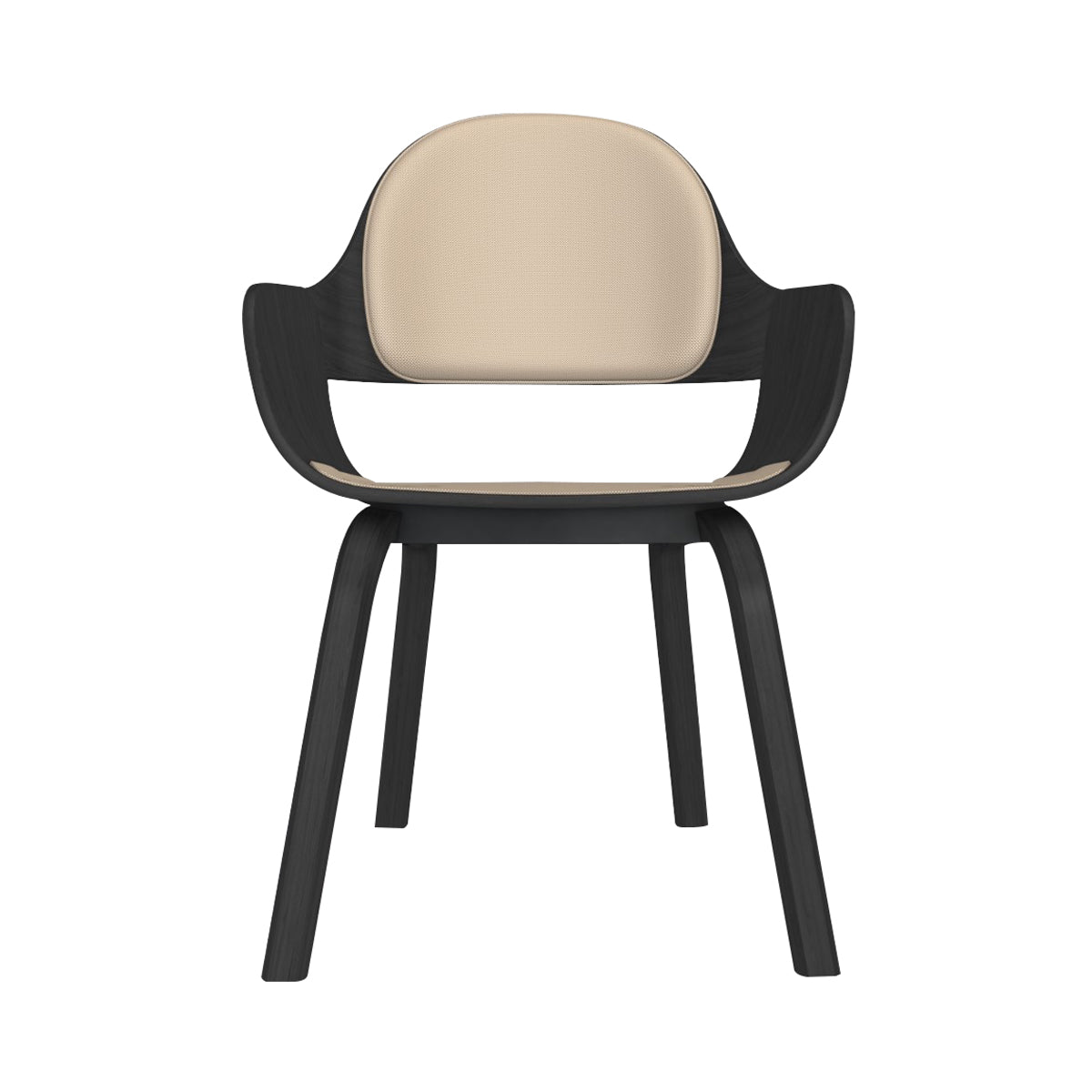 Showtime Nude Chair: Seat + Backrest Cushion + Ash Stained Black + Ash Stained Black