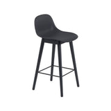 Fiber Bar + Counter Stool with Backrest: Wood Base - Quick Ship