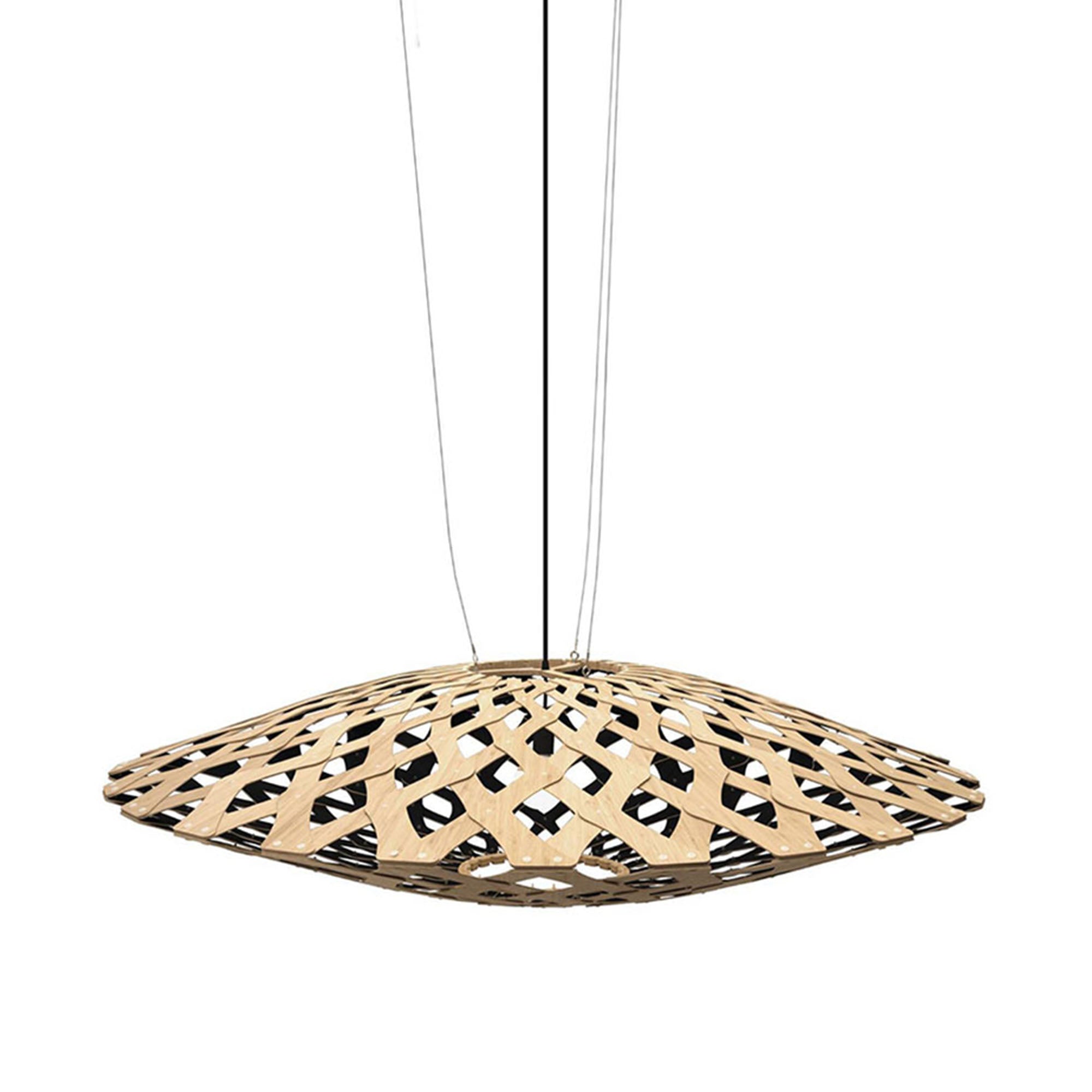 Flax Pendant Light: Large + Bamboo + Black + Black