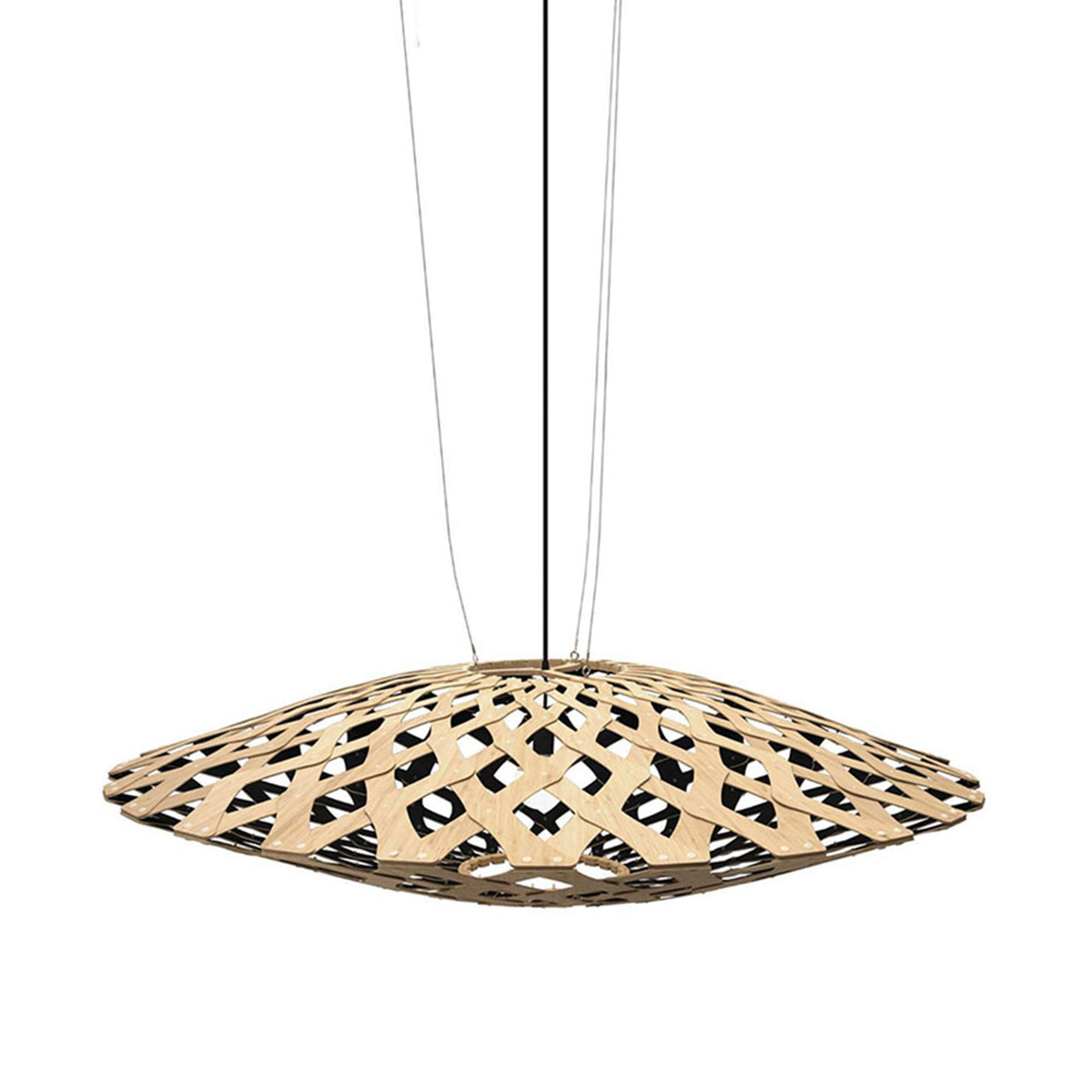 Flax Pendant Light: Large + Bamboo + Black + Black