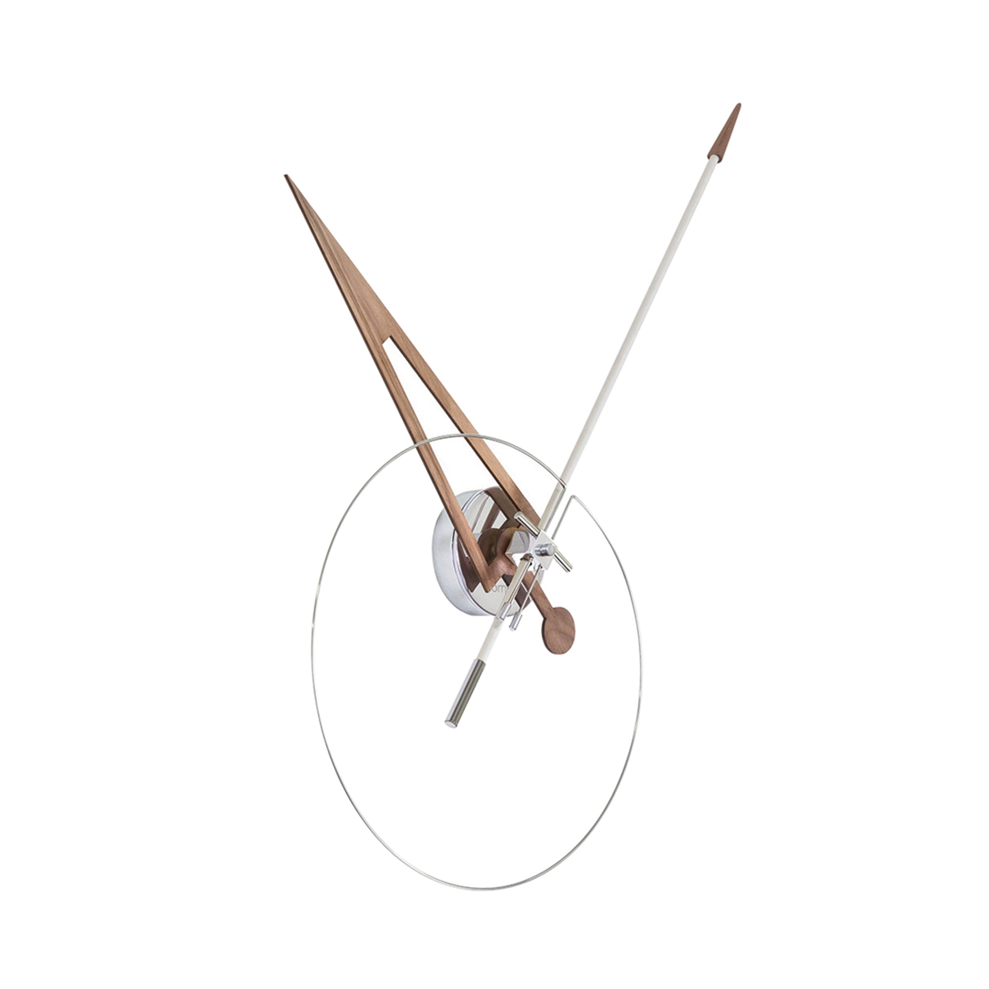 Cris Wall Clock: Chromed Steel + White + Walnut