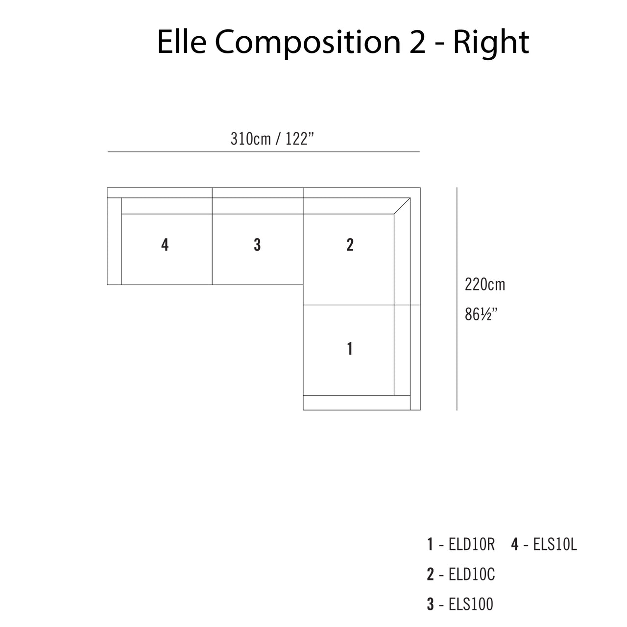 Elle Sectional Sofa: Composition 2 - Right