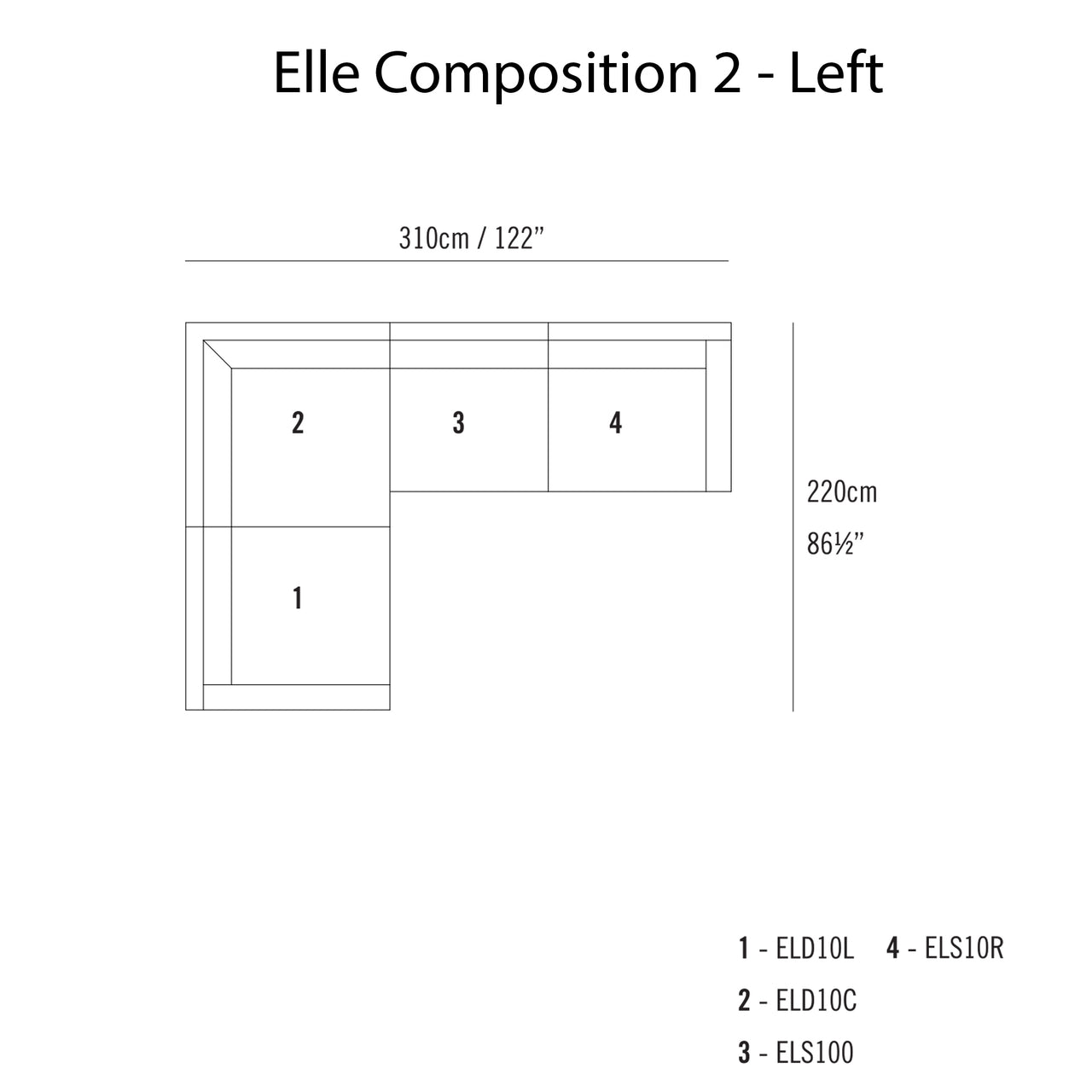 Elle Sectional Sofa: Composition 2 - Left