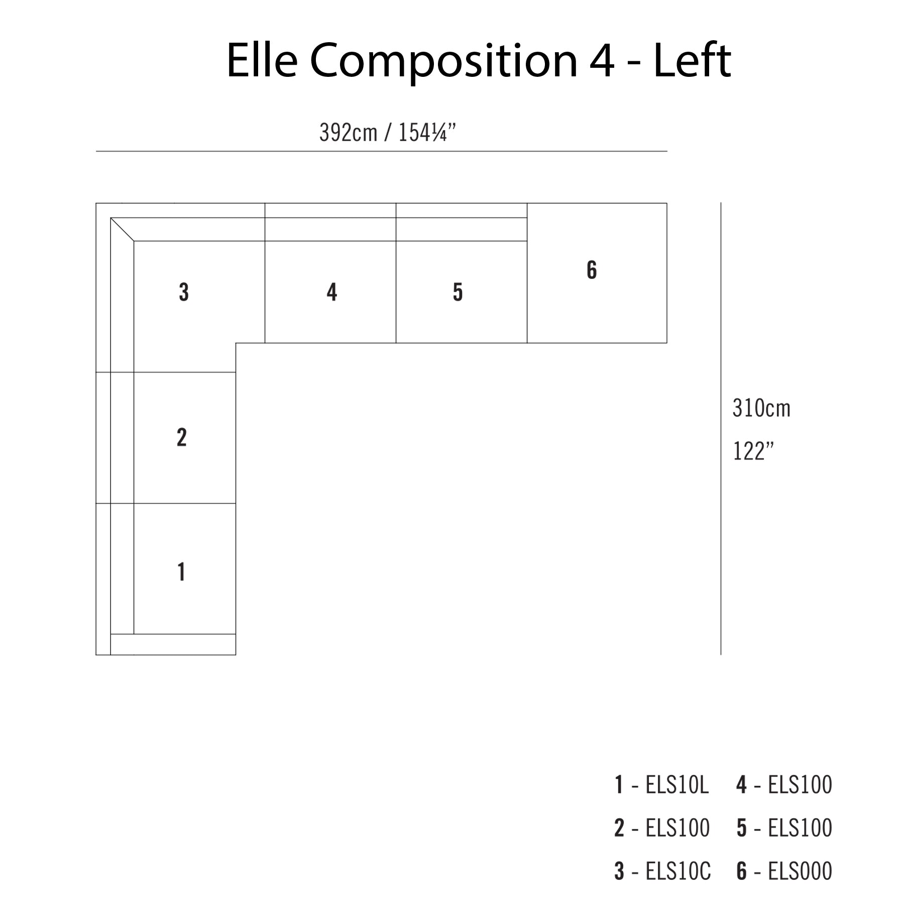 Elle Sectional Sofa: Composition 4 - Left