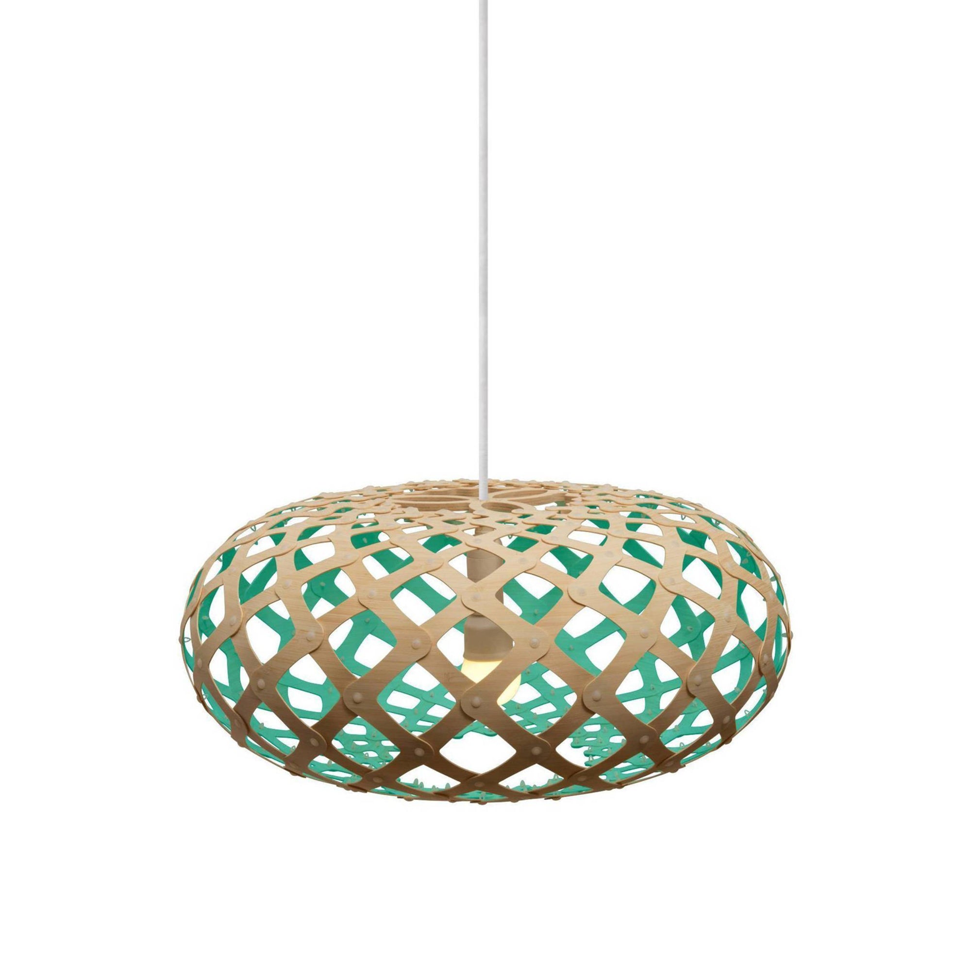 Kina Pendant Light: Medium + Bamboo + Aqua + White