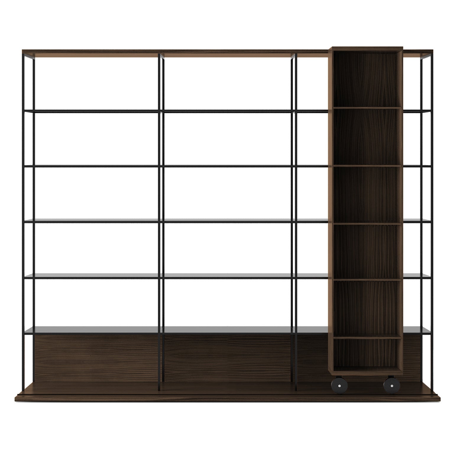 Literatura Open Shelf: Composition 5 + Dark Stained Walnut  + With Glider Shelf